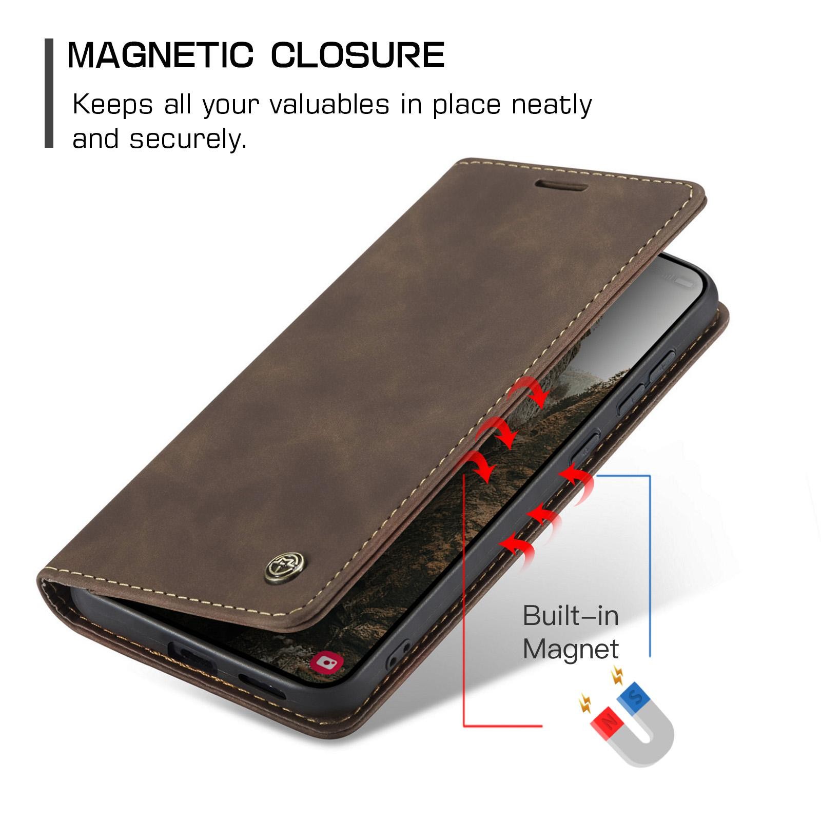 CaseMe 013 Samsung Galaxy S26 Plus 5G Retro Leather Θήκη Βιβλίο -Coffee