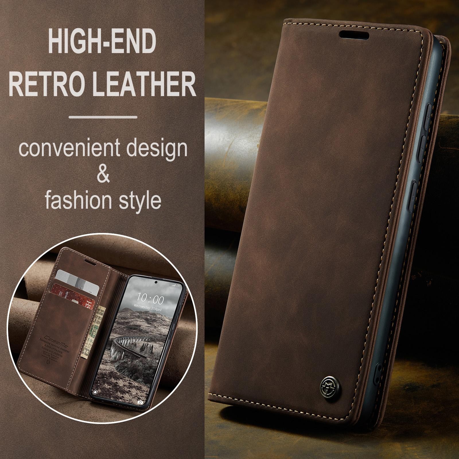 CaseMe 013 Samsung Galaxy S26 Plus 5G Retro Leather Θήκη Βιβλίο -Coffee