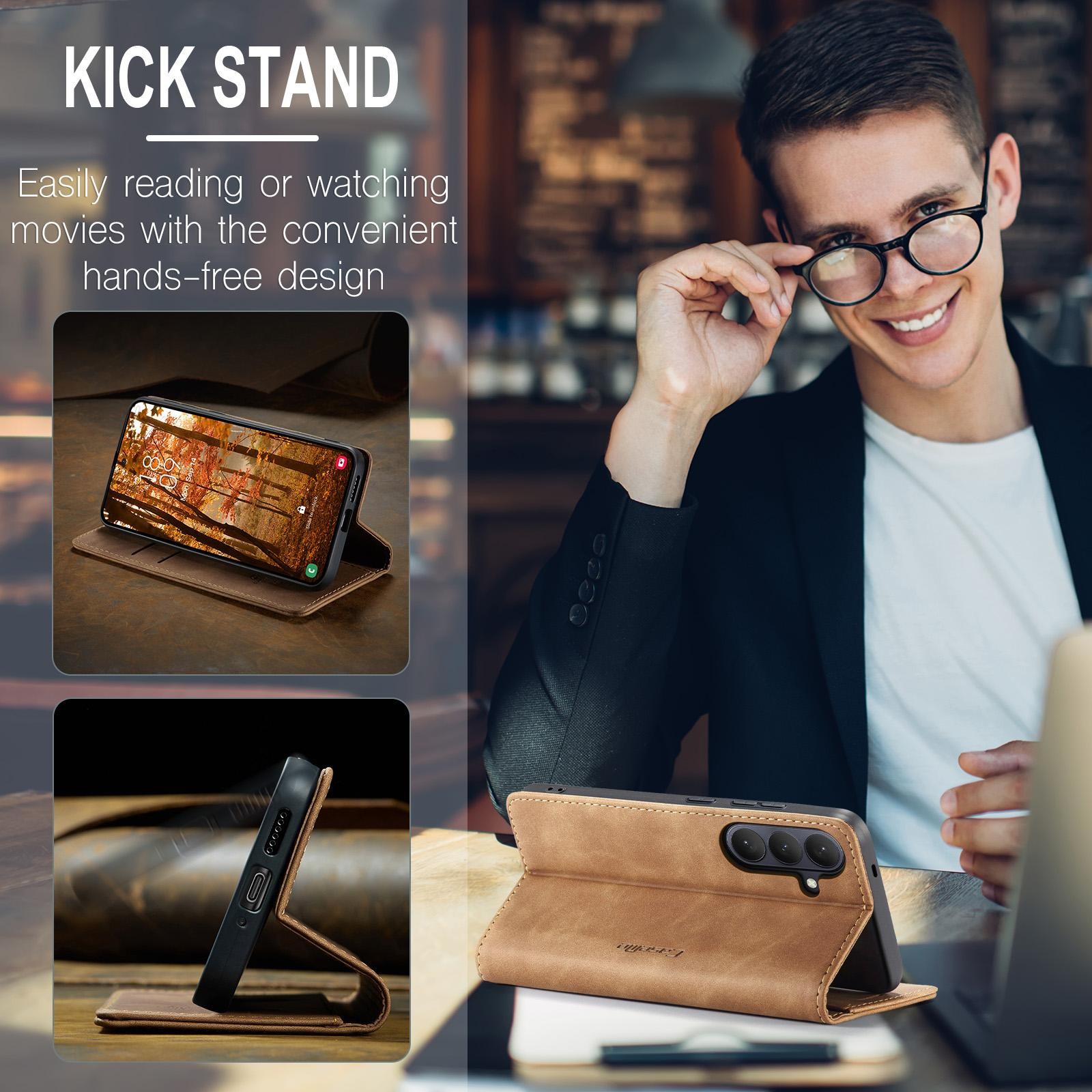 CaseMe 013 Samsung Galaxy S26 Plus 5G Retro Leather Θήκη Βιβλίο - Brown