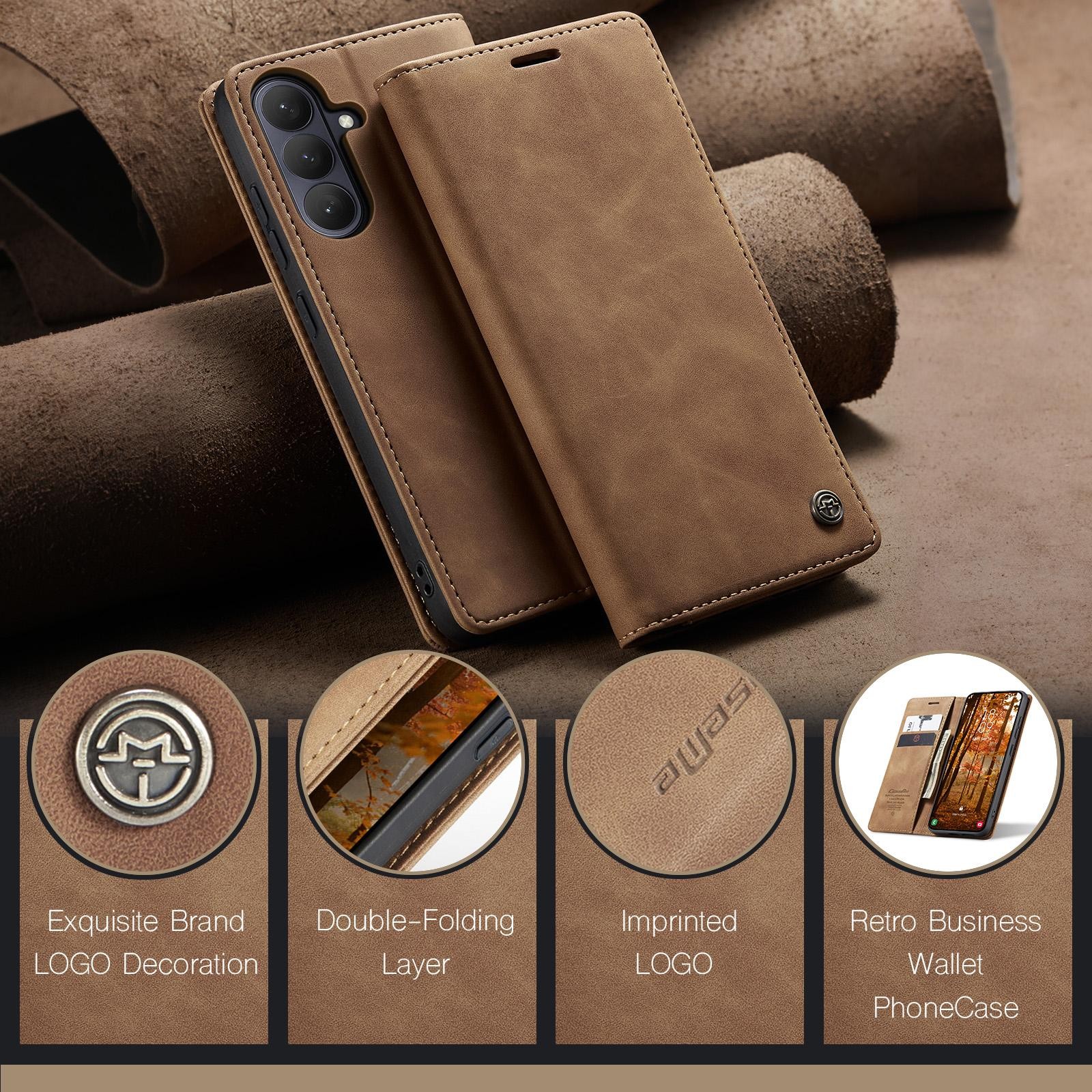 CaseMe 013 Samsung Galaxy S26 Plus 5G Retro Leather Θήκη Βιβλίο - Brown