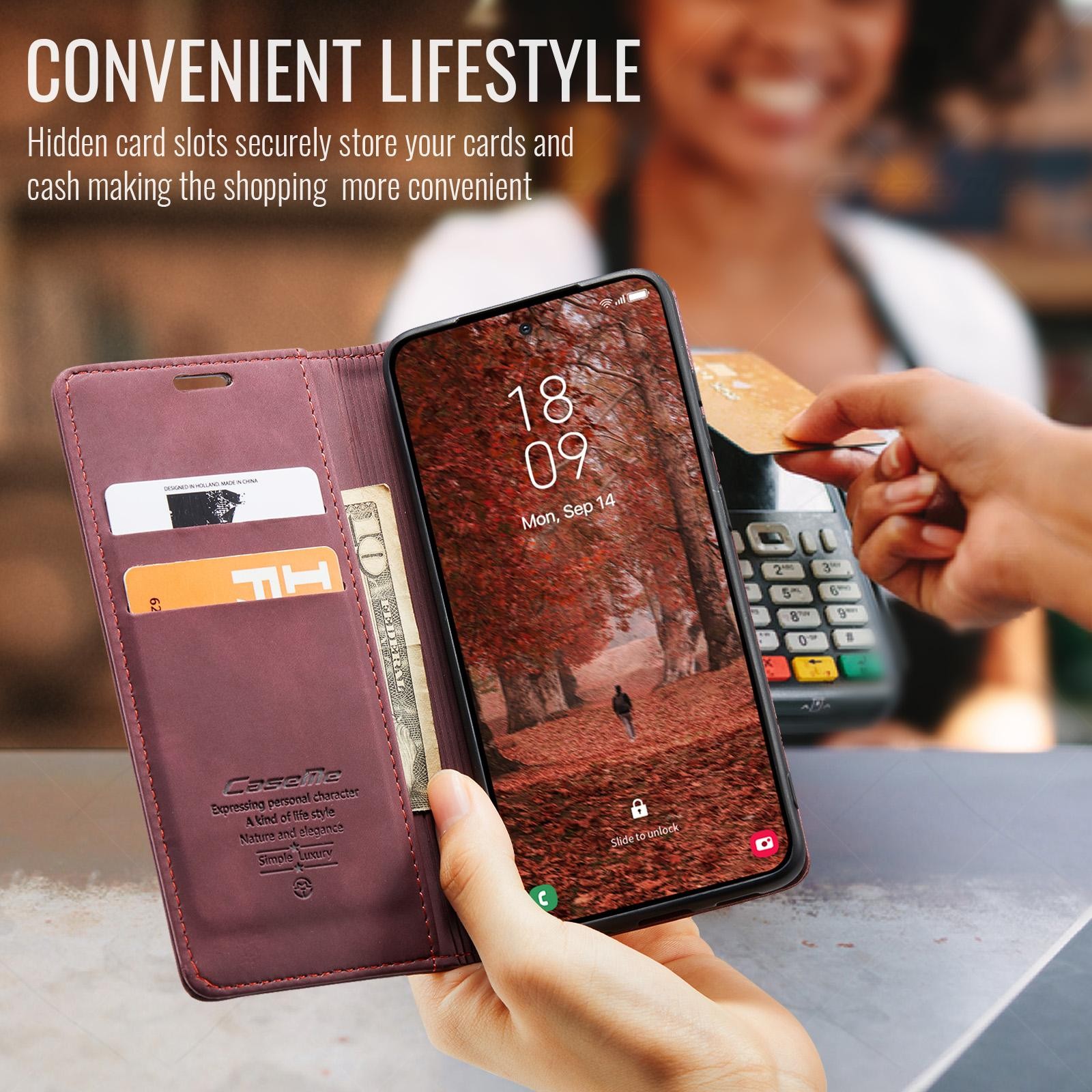 CaseMe 013 Samsung Galaxy S26 Plus 5G Retro Leather Θήκη Βιβλίο -Red