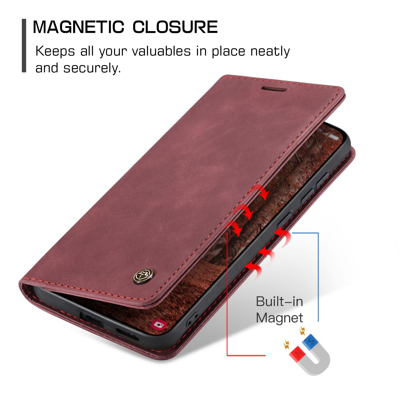 CaseMe 013 Samsung Galaxy S26 Plus 5G Retro Leather Θήκη Βιβλίο -Red