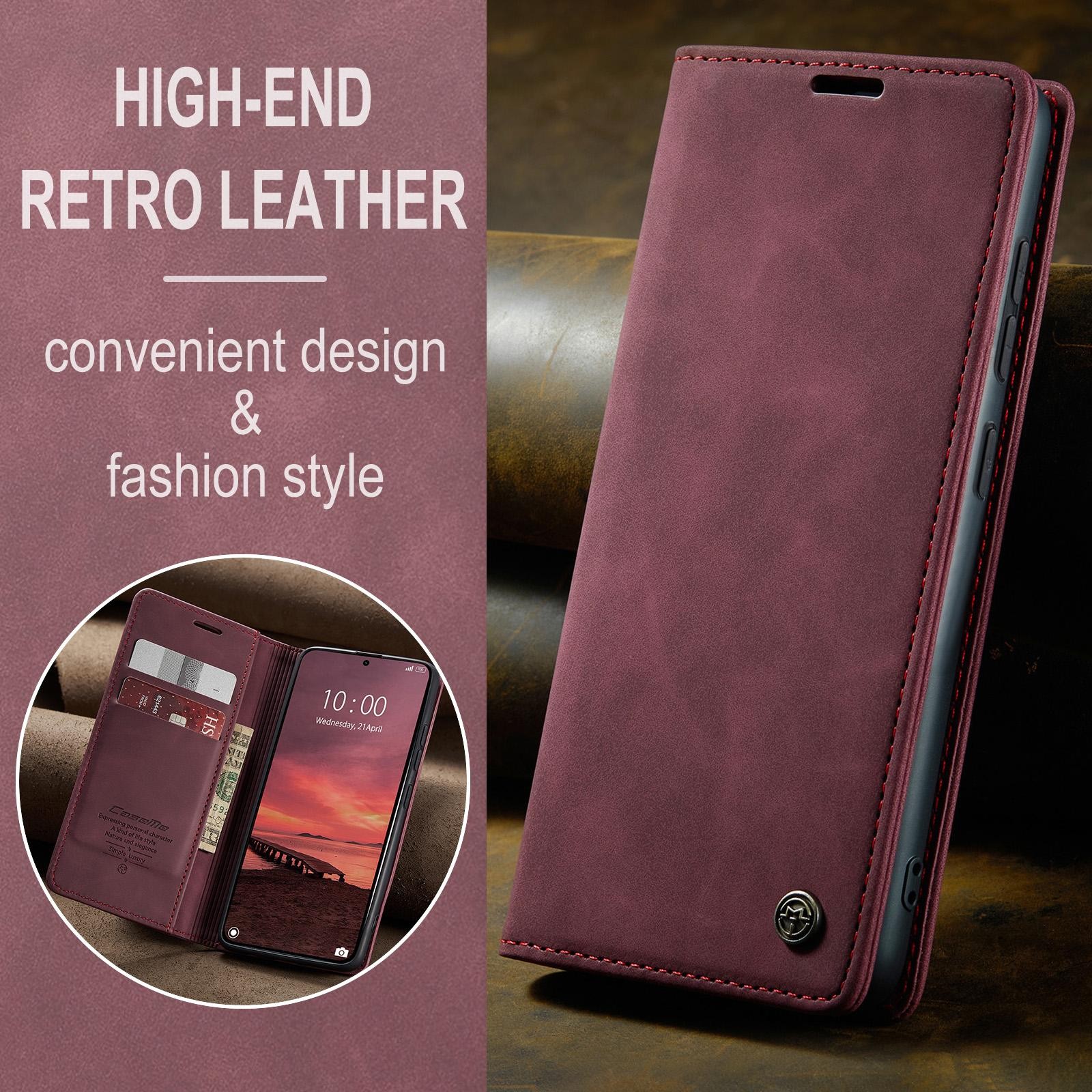 CaseMe 013 Samsung Galaxy S26 Plus 5G Retro Leather Θήκη Βιβλίο -Red