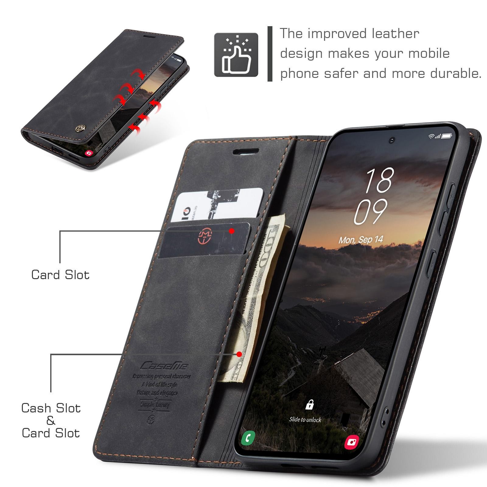 CaseMe 013 Samsung Galaxy S26 Plus 5G Retro Leather Θήκη Βιβλίο - Black