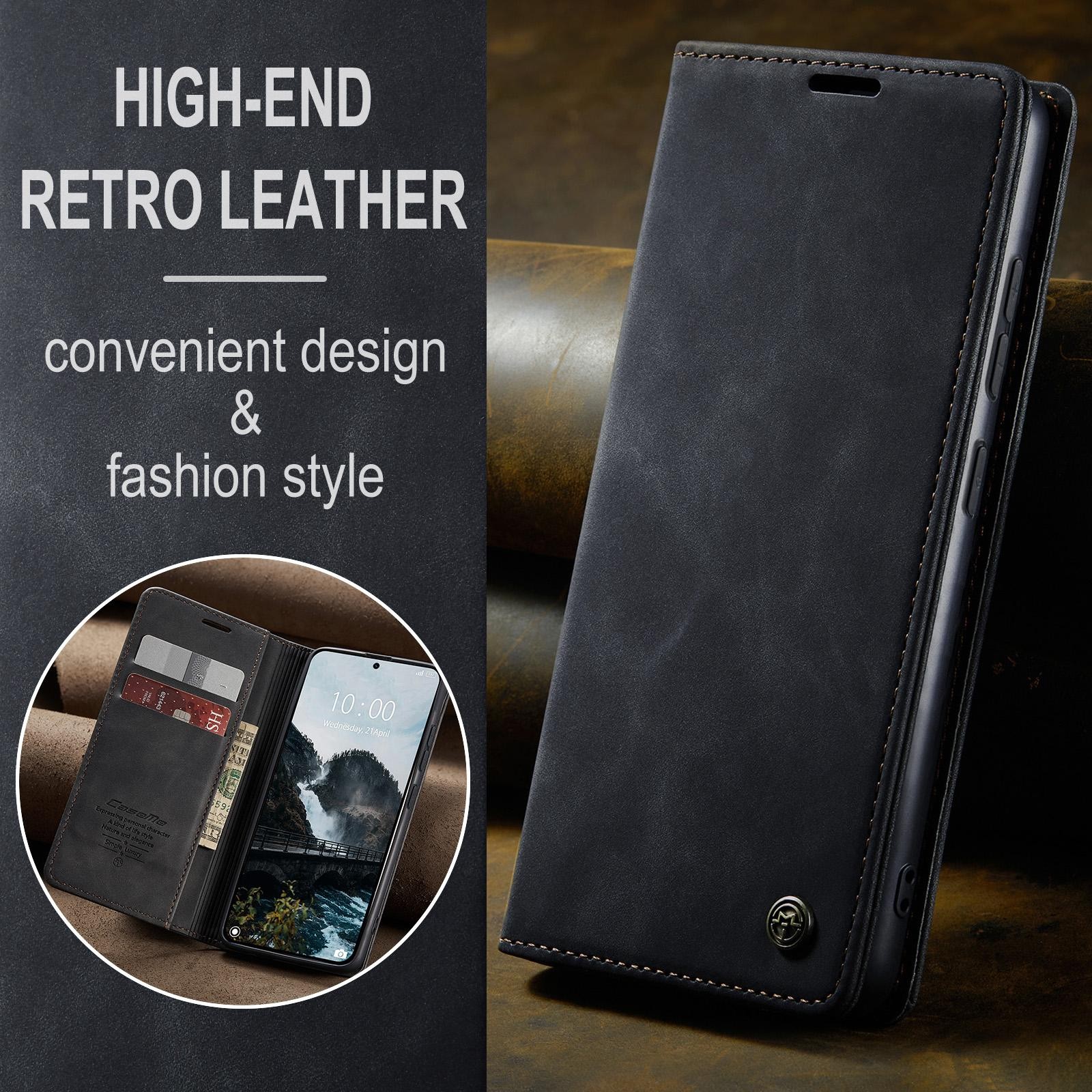 CaseMe 013 Samsung Galaxy S26 Plus 5G Retro Leather Θήκη Βιβλίο - Black