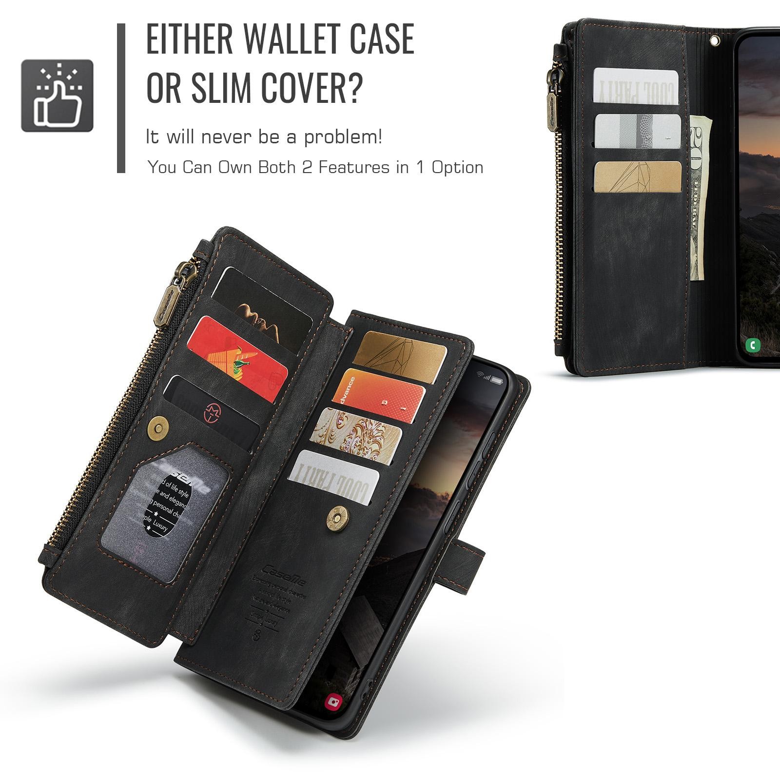 CaseMe C30 Samsung Galaxy S26 Plus 5G Card Slots Zipper Θήκη Πορτοφόλι Δερμάτινη – Black