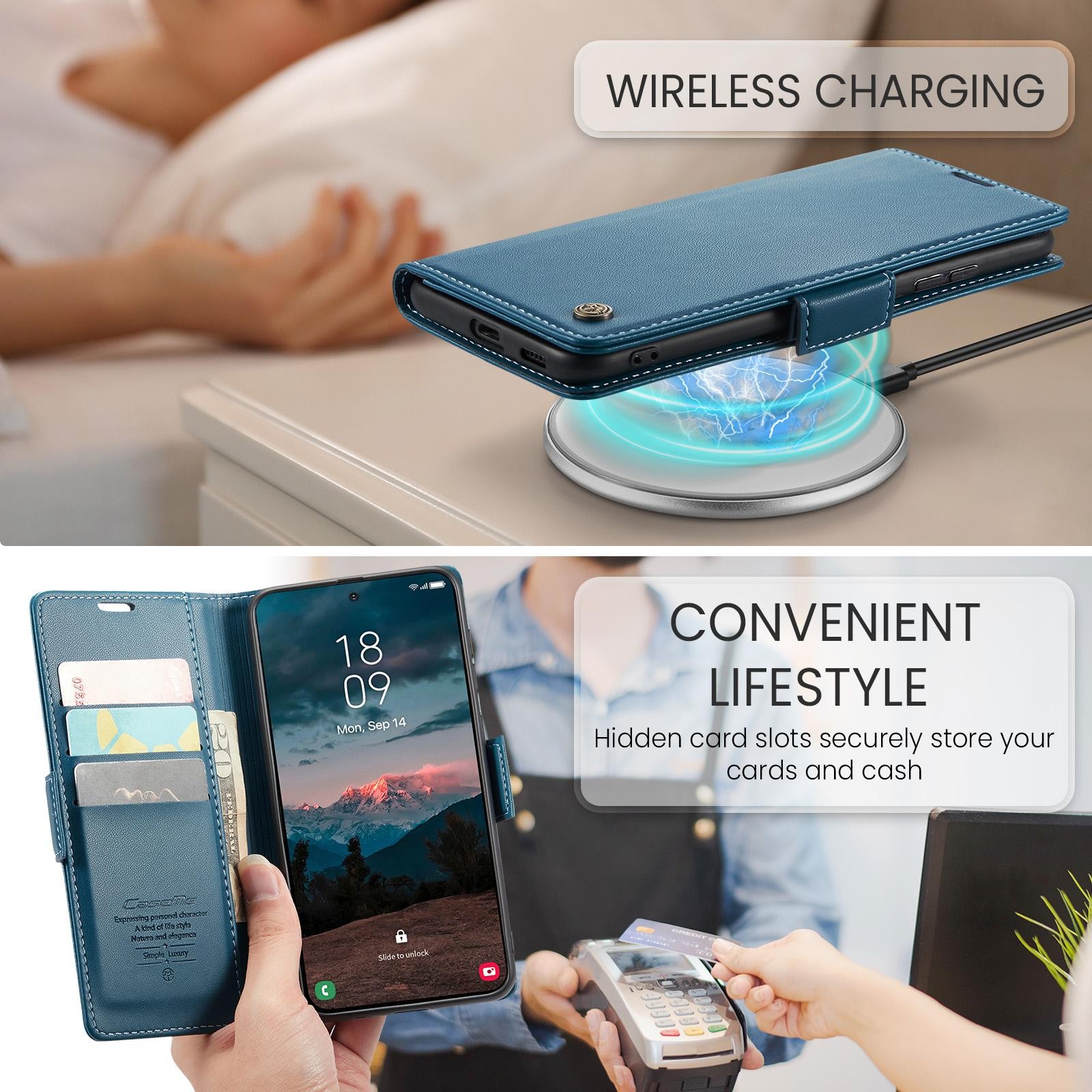 CaseMe 023 Samsung Galaxy S26 5G RFID Θήκη Πορτοφόλι Δερμάτινη –Blue