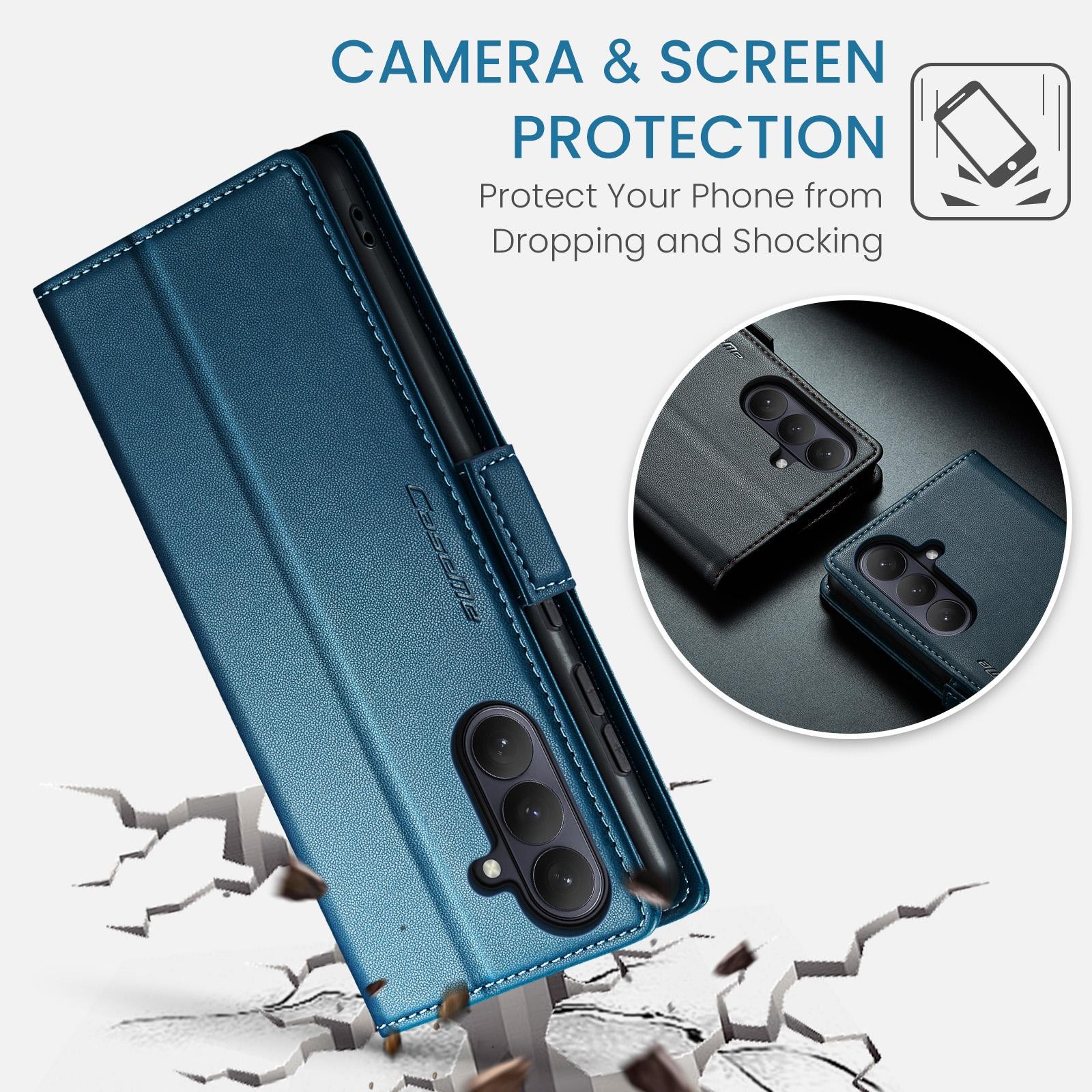 CaseMe 023 Samsung Galaxy S26 5G RFID Θήκη Πορτοφόλι Δερμάτινη –Blue