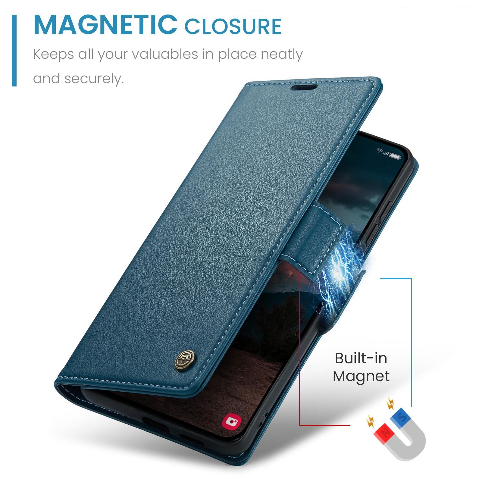 CaseMe 023 Samsung Galaxy S26 5G RFID Θήκη Πορτοφόλι Δερμάτινη –Blue