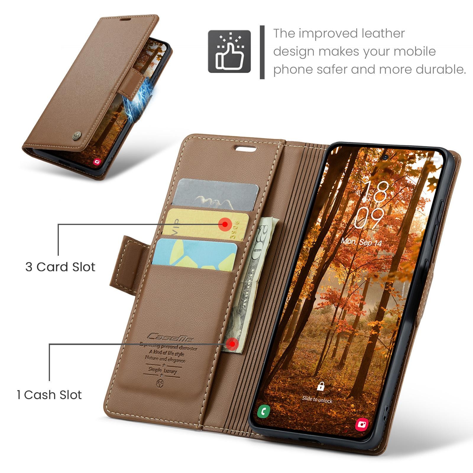 CaseMe 023 Samsung Galaxy S26 Plus 5G RFID Θήκη Πορτοφόλι Δερμάτινη – Brown