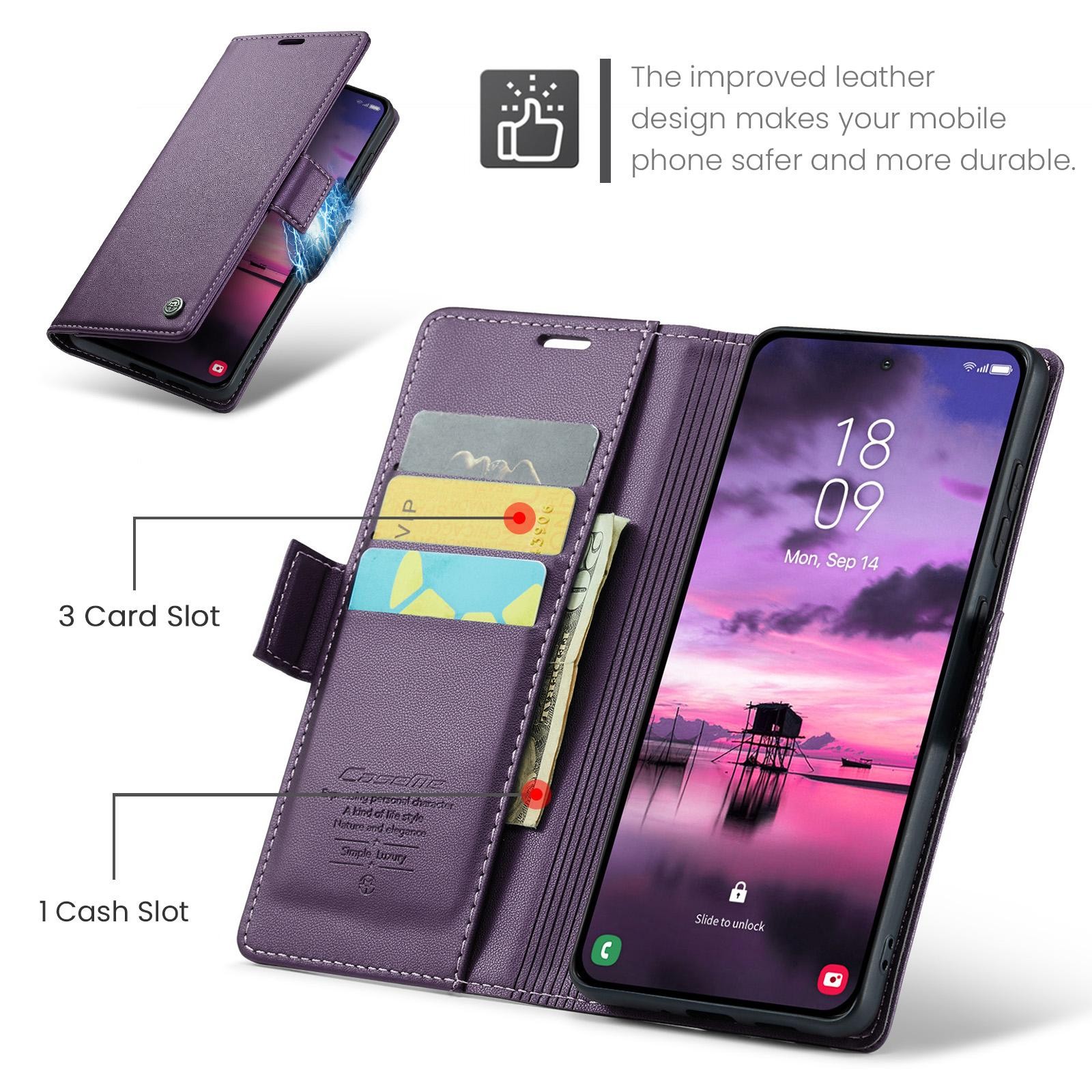 CaseMe 023 Samsung Galaxy S26 Plus 5G RFID Θήκη Πορτοφόλι Δερμάτινη – Purple