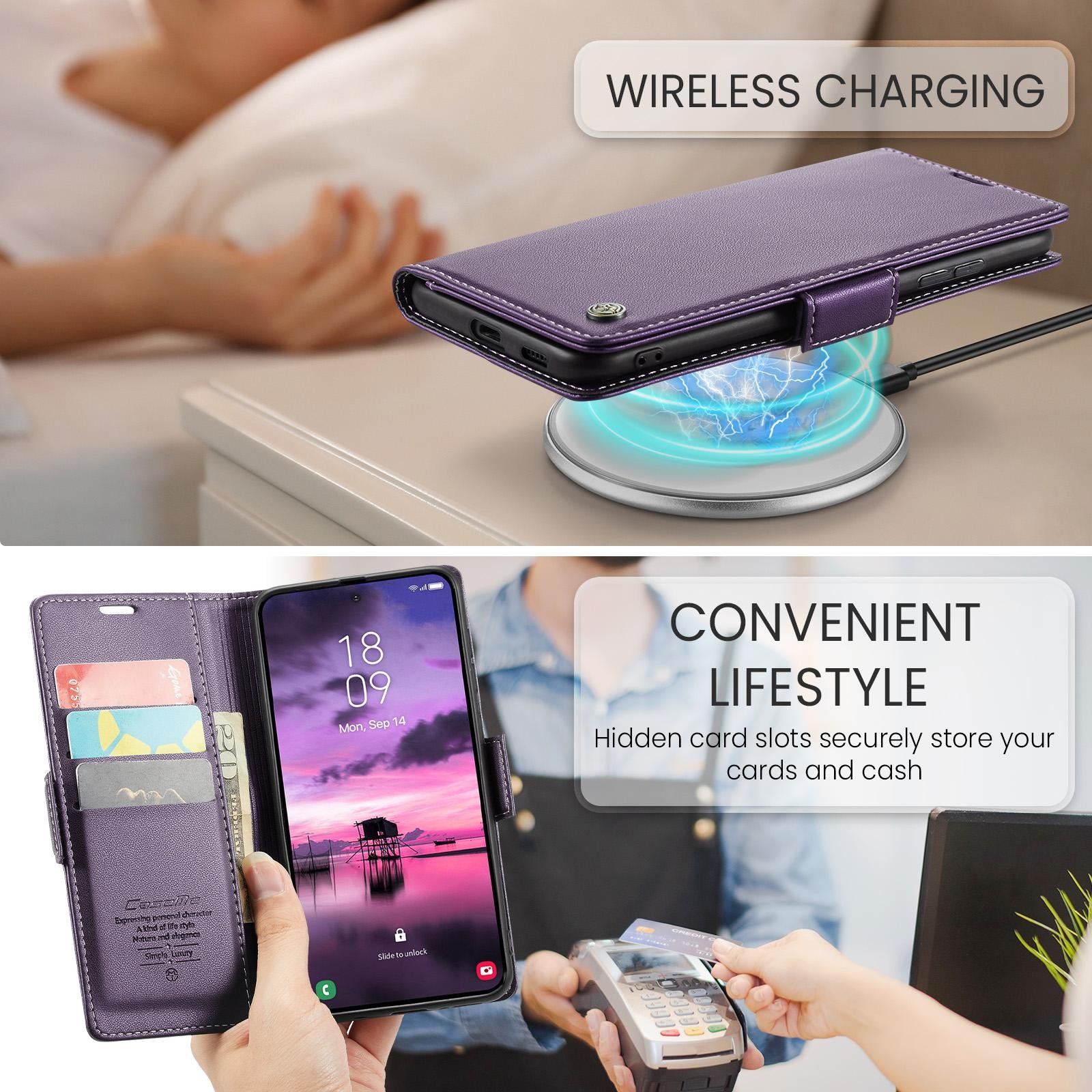 CaseMe 023 Samsung Galaxy S26 Plus 5G RFID Θήκη Πορτοφόλι Δερμάτινη – Purple