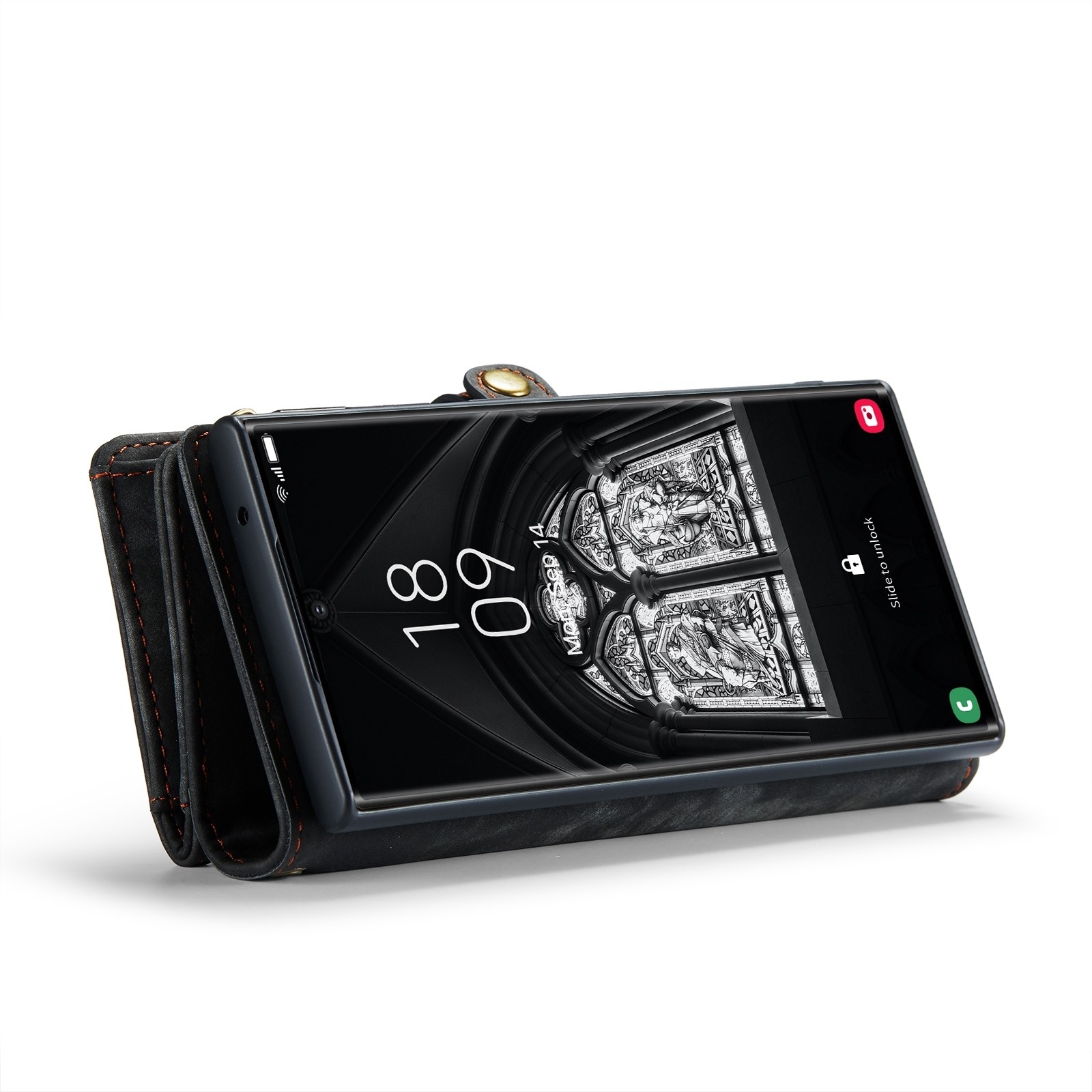 CaseMe 008 Samsung Galaxy S24 Ultra 5G Θήκη Πορτοφόλι με Αποσπώμενη Θήκη Σιλικόνης - Black