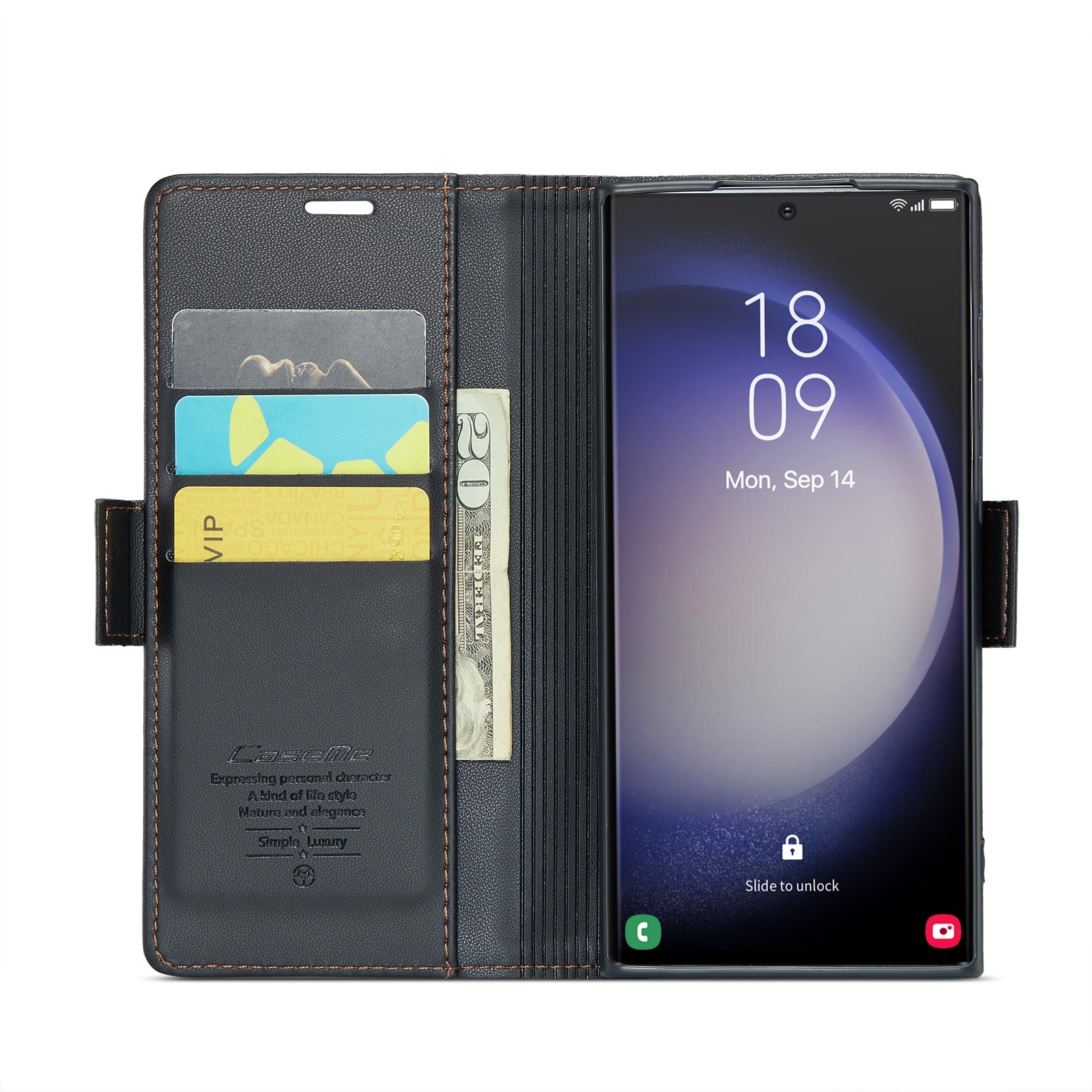 CaseMe 023 Samsung Galaxy S24 Ultra 5G RFID Θήκη Πορτοφόλι Δερμάτινη –Black