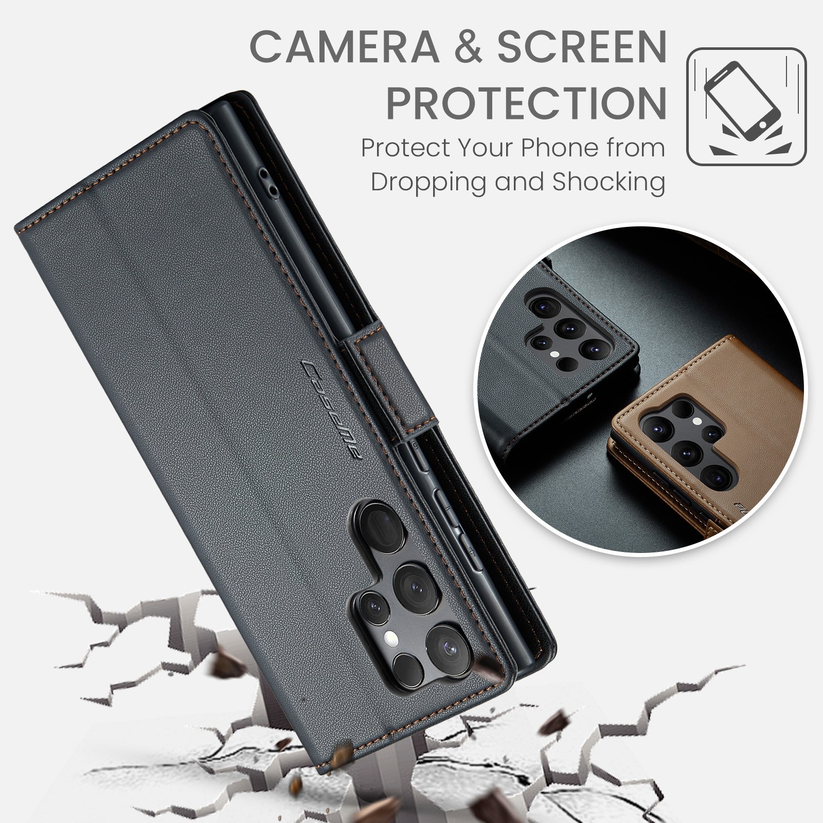 CaseMe 023 Samsung Galaxy S24 Ultra 5G RFID Θήκη Πορτοφόλι Δερμάτινη –Black
