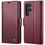CaseMe 023 Samsung Galaxy S24 Ultra 5G RFID Θήκη Πορτοφόλι Δερμάτινη –Wine red