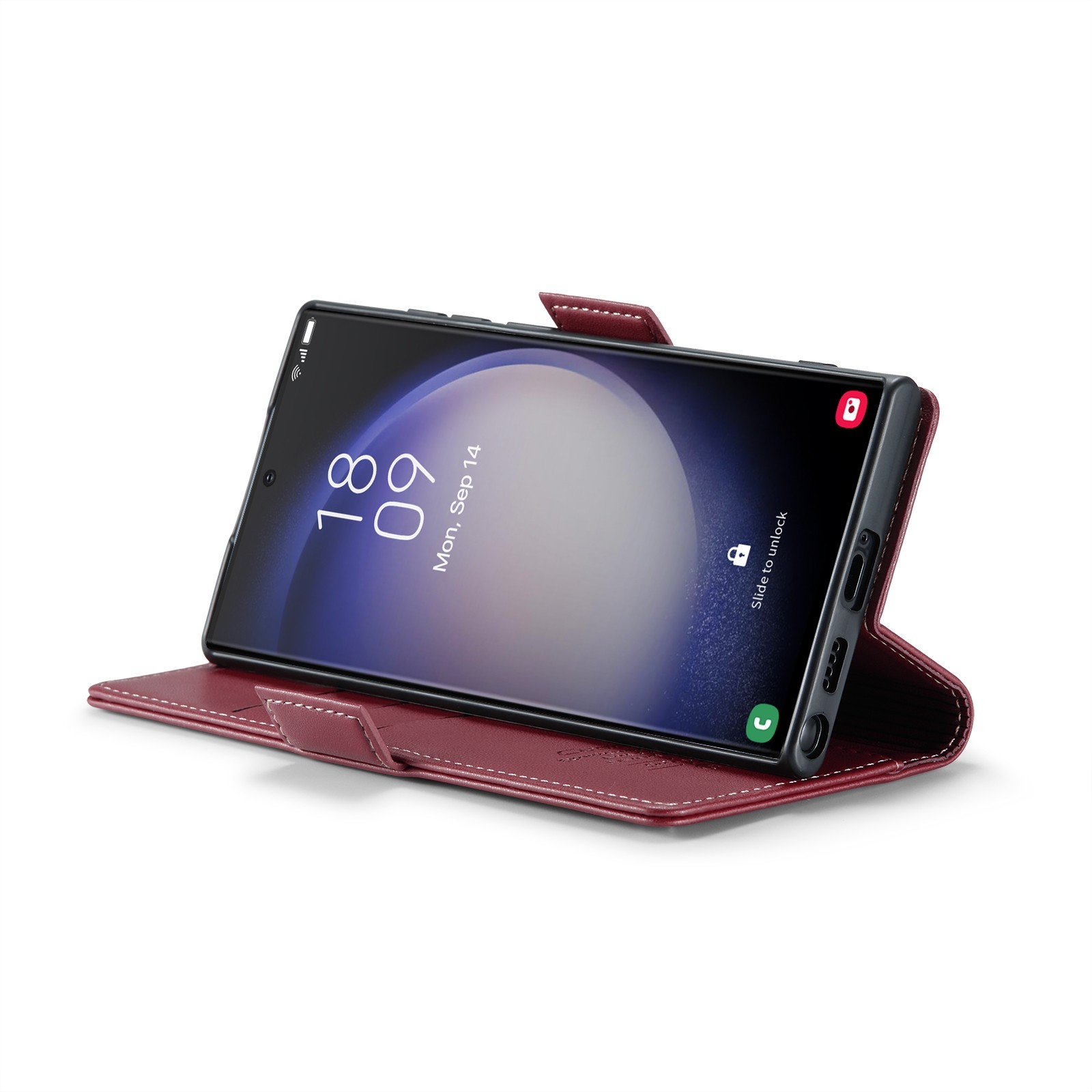 CaseMe 023 Samsung Galaxy S24 Ultra 5G RFID Θήκη Πορτοφόλι Δερμάτινη –Wine red