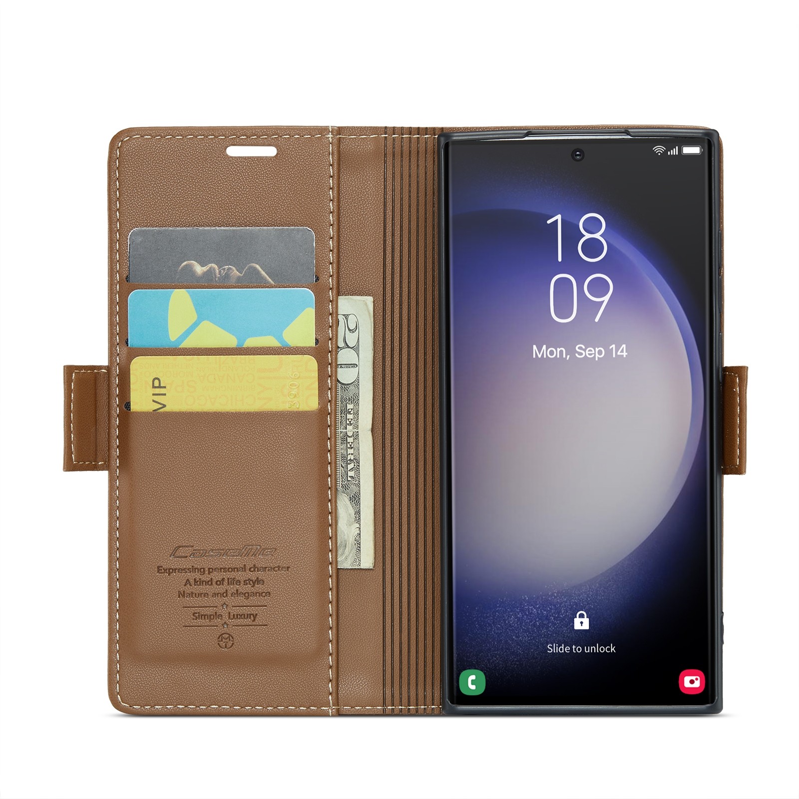 CaseMe 023 Samsung Galaxy S24 Ultra 5G RFID Θήκη Πορτοφόλι Δερμάτινη –Brown