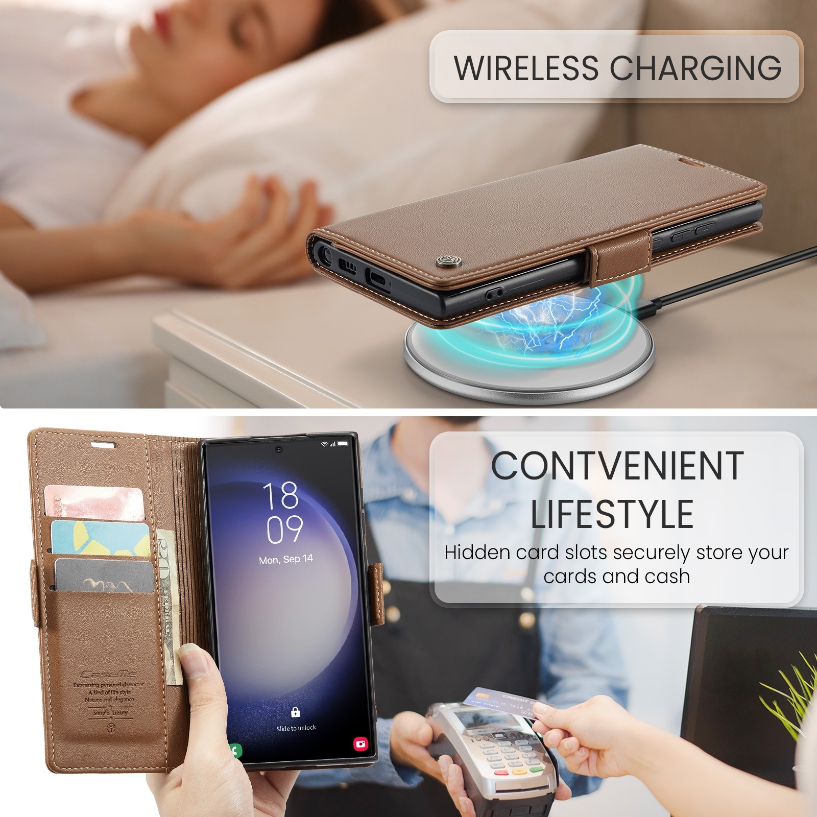 CaseMe 023 Samsung Galaxy S24 Ultra 5G RFID Θήκη Πορτοφόλι Δερμάτινη –Brown
