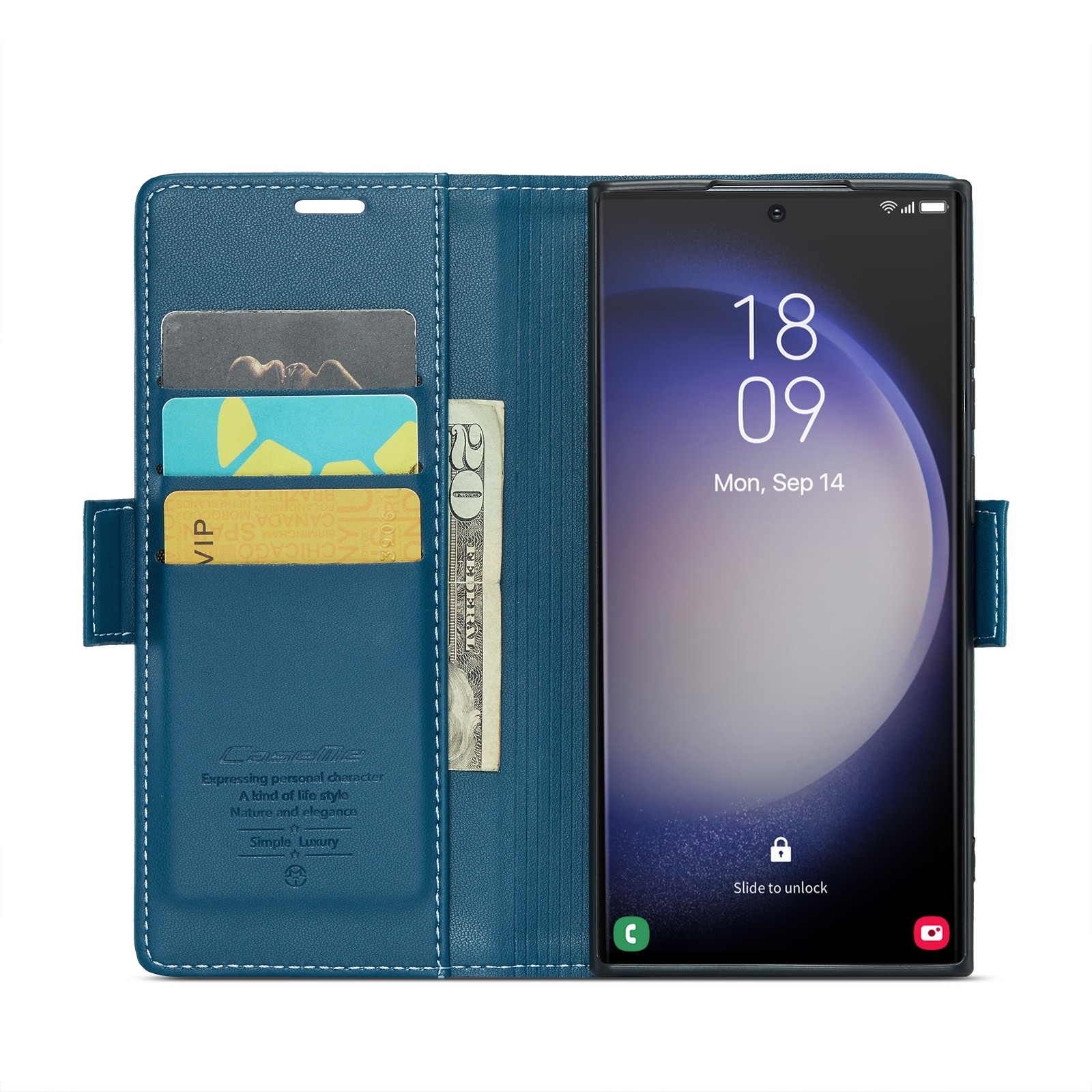 CaseMe 023 Samsung Galaxy S24 Ultra 5G RFID Θήκη Πορτοφόλι Δερμάτινη –Blue