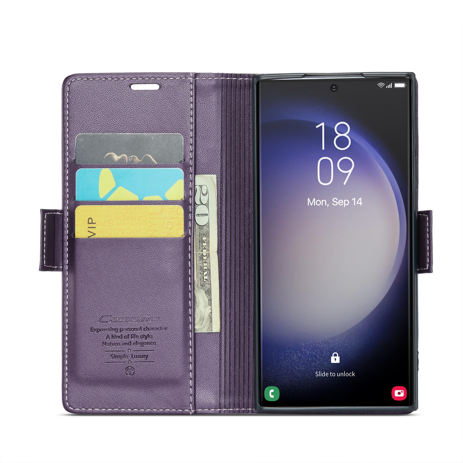 CaseMe 023 Samsung Galaxy S24 Ultra 5G RFID Θήκη Πορτοφόλι Δερμάτινη –Pearly Purple
