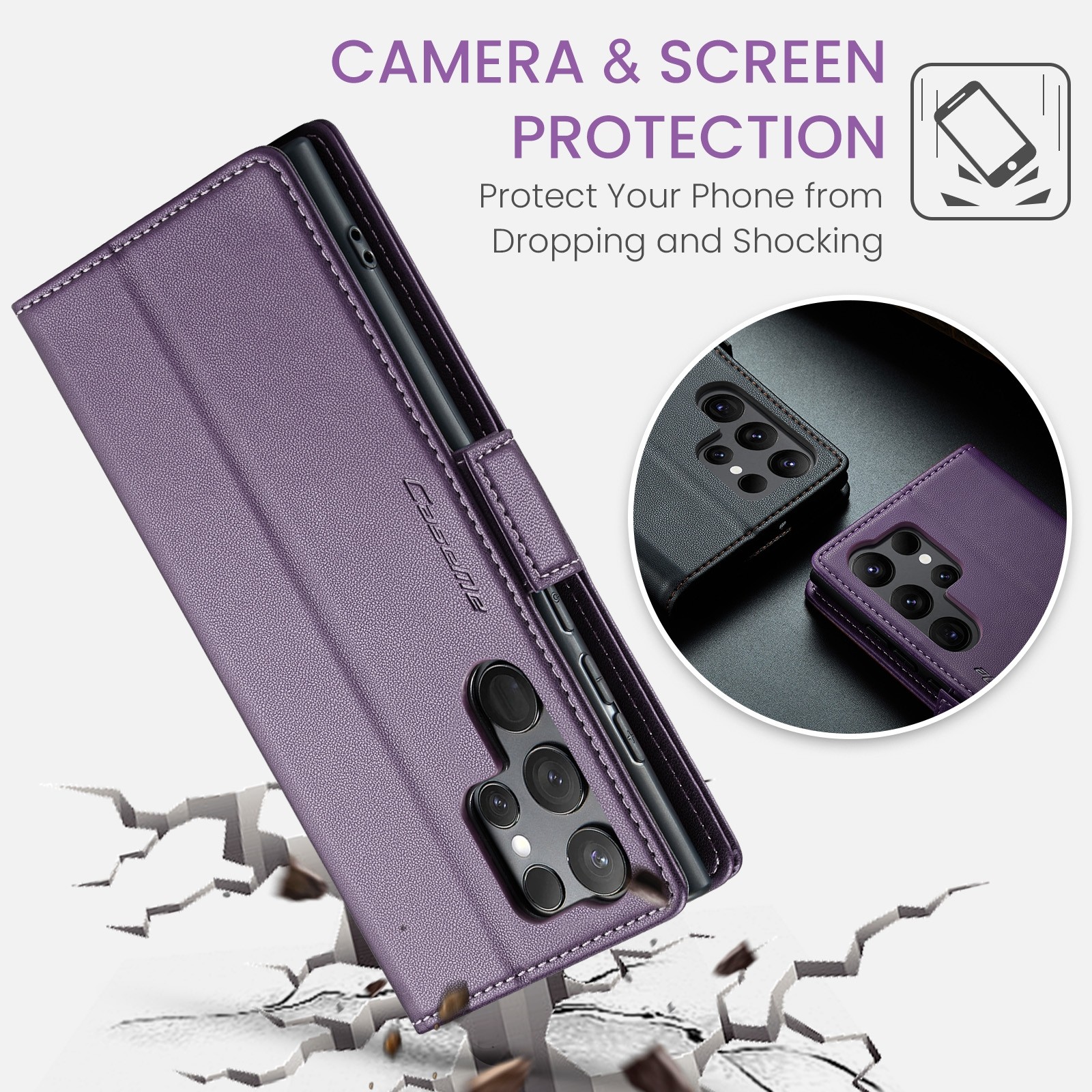 CaseMe 023 Samsung Galaxy S24 Ultra 5G RFID Θήκη Πορτοφόλι Δερμάτινη –Pearly Purple