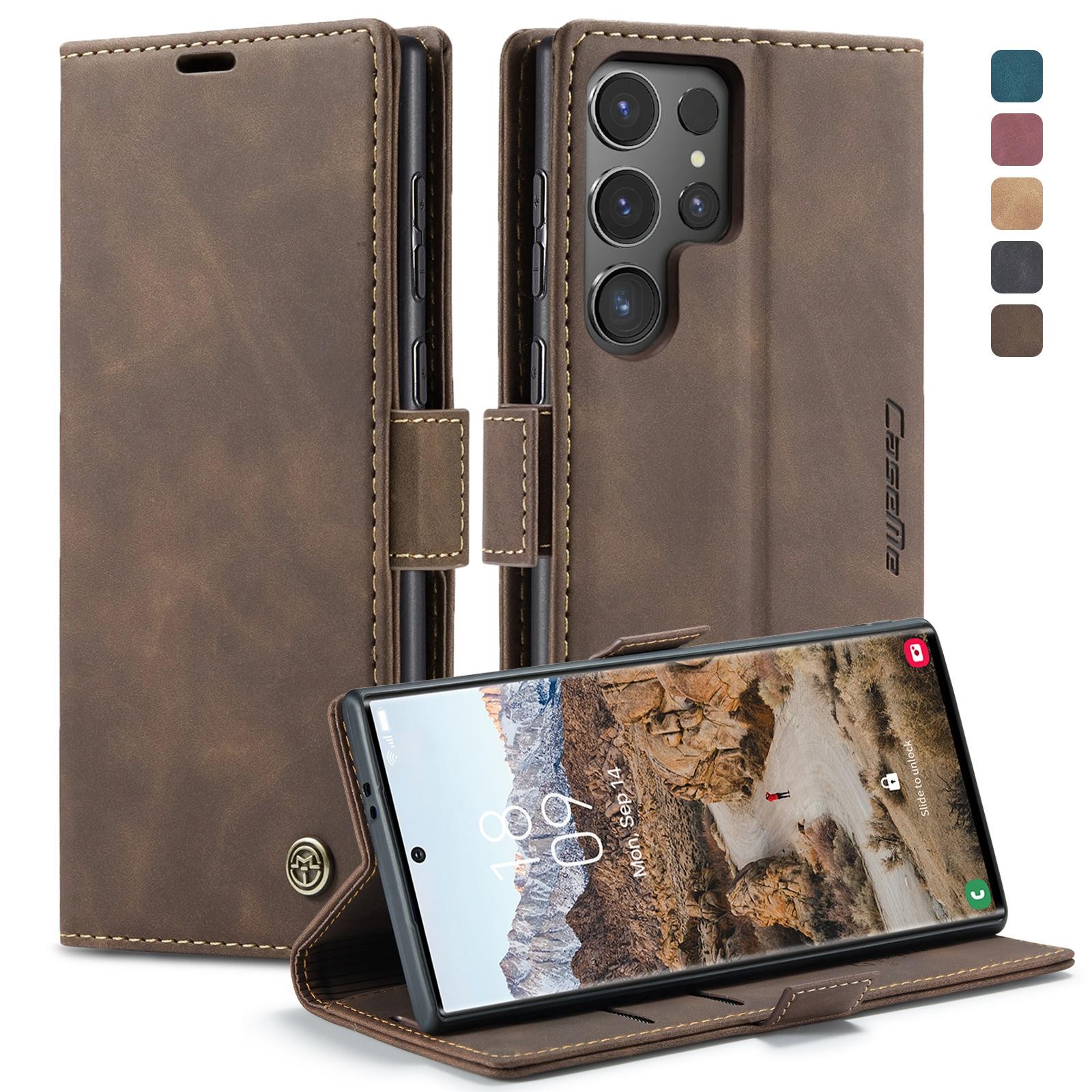 CaseMe 013 Samsung Galaxy S24 Ultra 5G Retro Leather Θήκη Βιβλίο -Coffee
