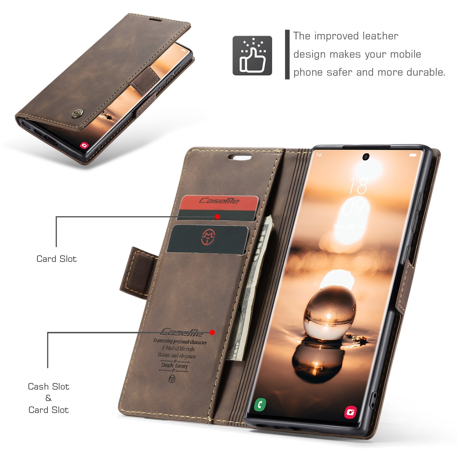 CaseMe 013 Samsung Galaxy S24 Ultra 5G Retro Leather Θήκη Βιβλίο -Coffee