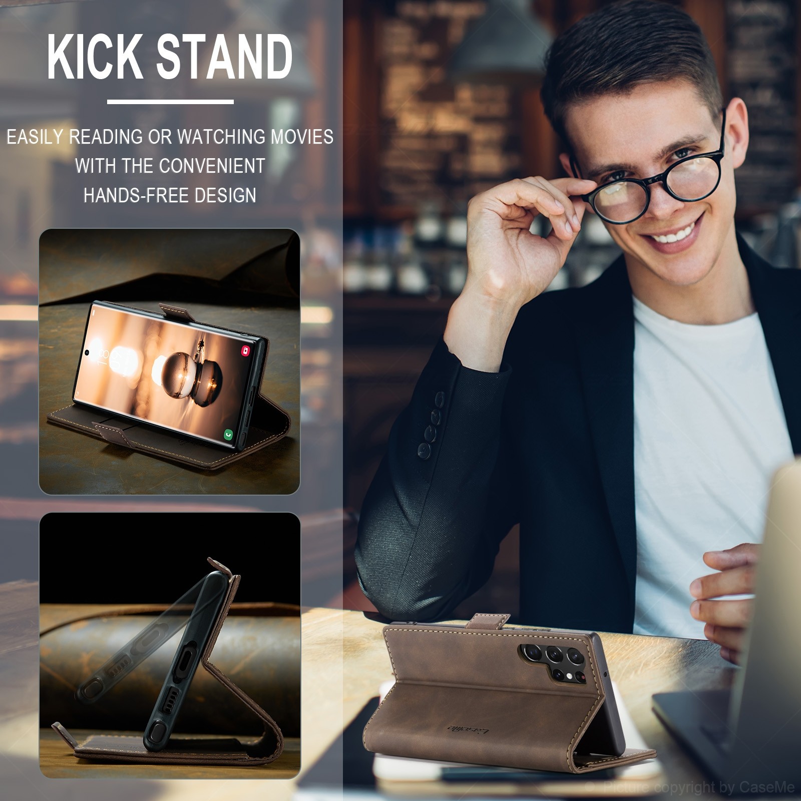 CaseMe 013 Samsung Galaxy S24 Ultra 5G Retro Leather Θήκη Βιβλίο -Coffee