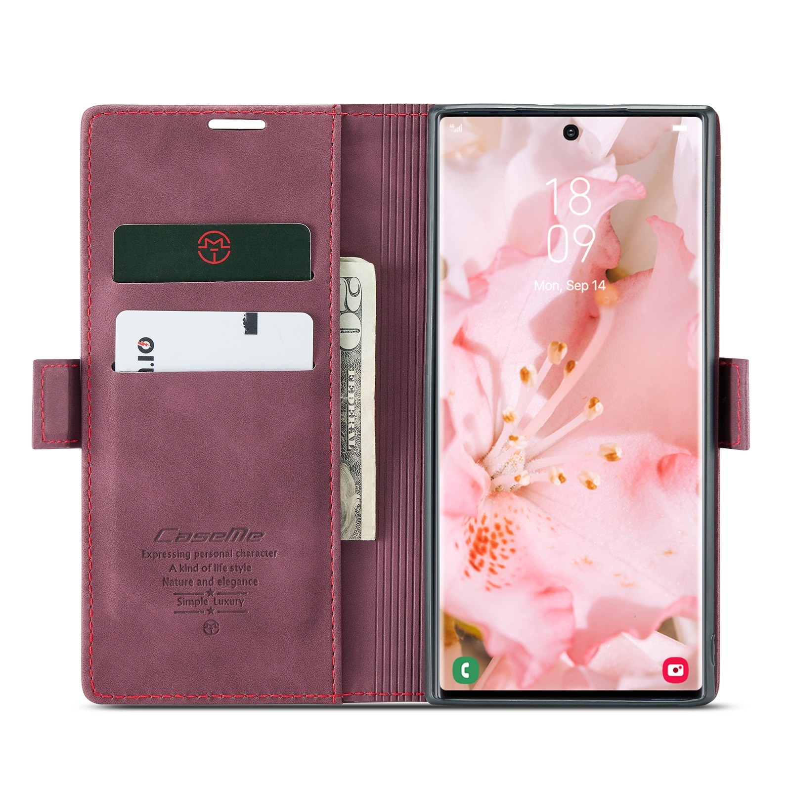 CaseMe 013 Samsung Galaxy S24 Ultra 5G Retro Leather Θήκη Βιβλίο - Wine red
