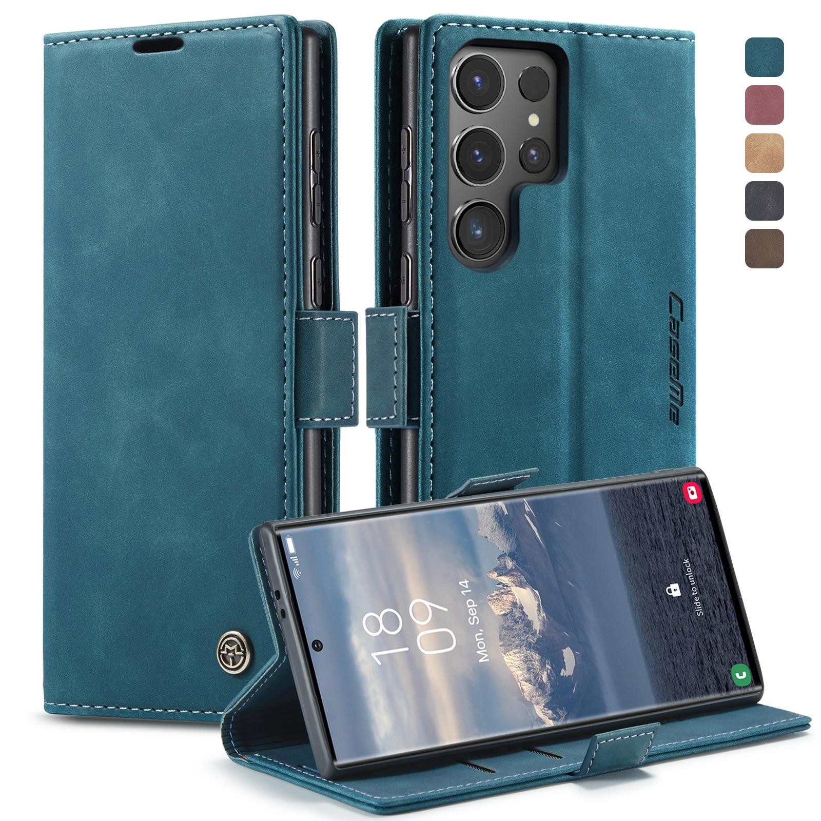 CaseMe 013 Samsung Galaxy S24 Ultra 5G Retro Leather Θήκη Βιβλίο -Blue
