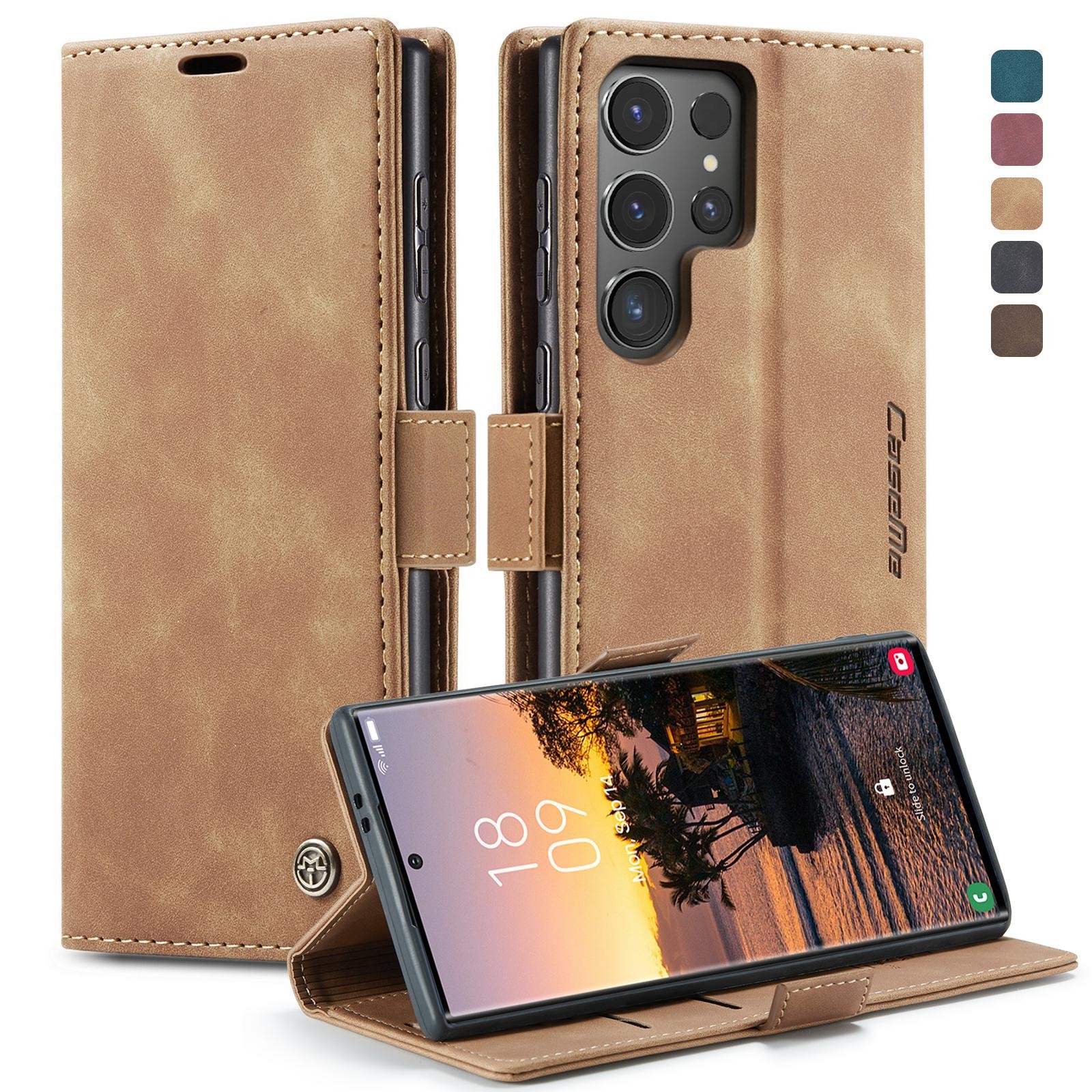 CaseMe 013 Samsung Galaxy S24 Ultra 5G Retro Leather Θήκη Βιβλίο - Brown