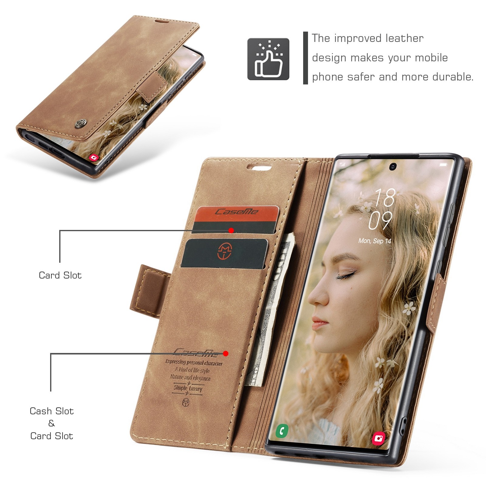 CaseMe 013 Samsung Galaxy S24 Ultra 5G Retro Leather Θήκη Βιβλίο - Brown
