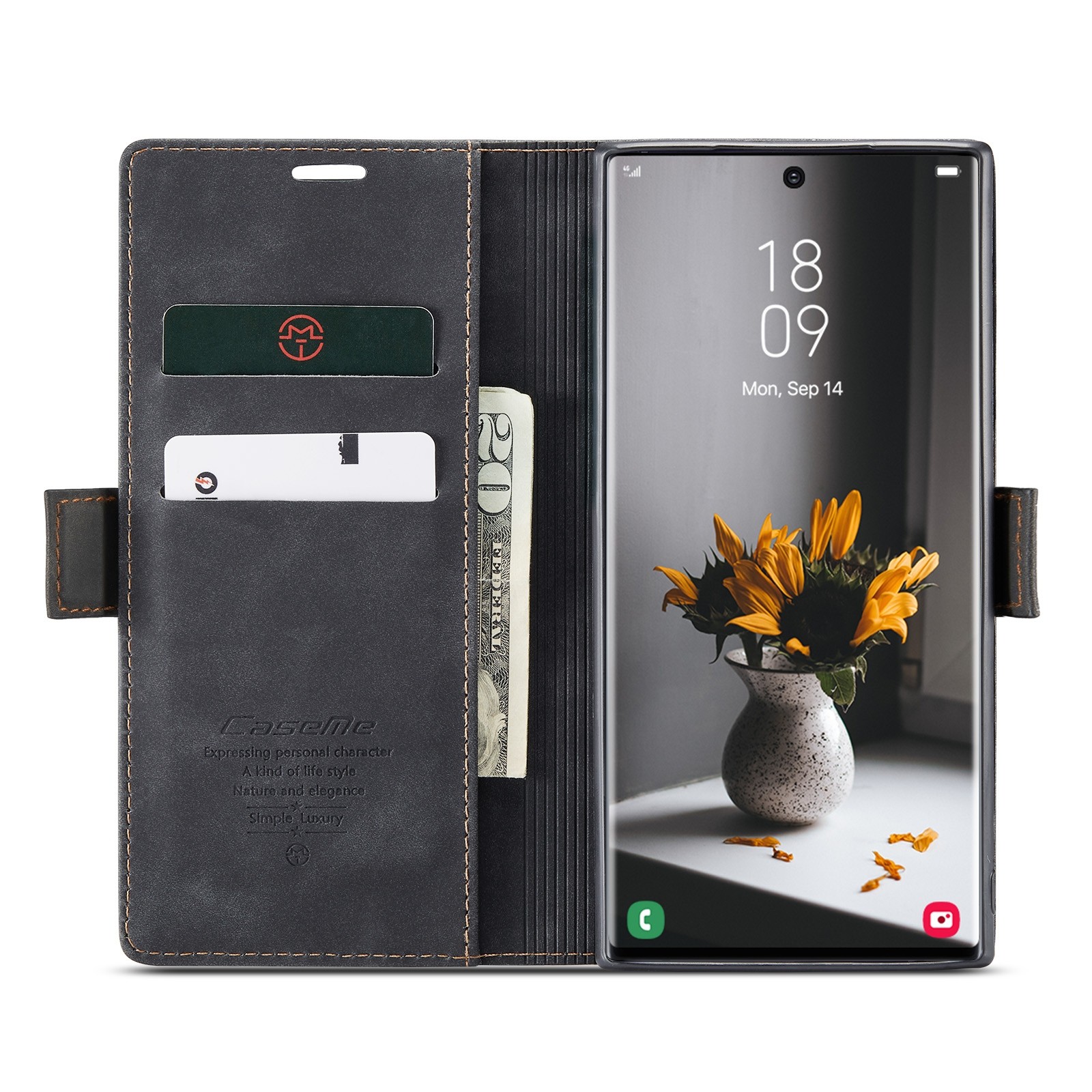 CaseMe 013 Samsung Galaxy S24 Ultra 5G Retro Leather Θήκη Βιβλίο - Black