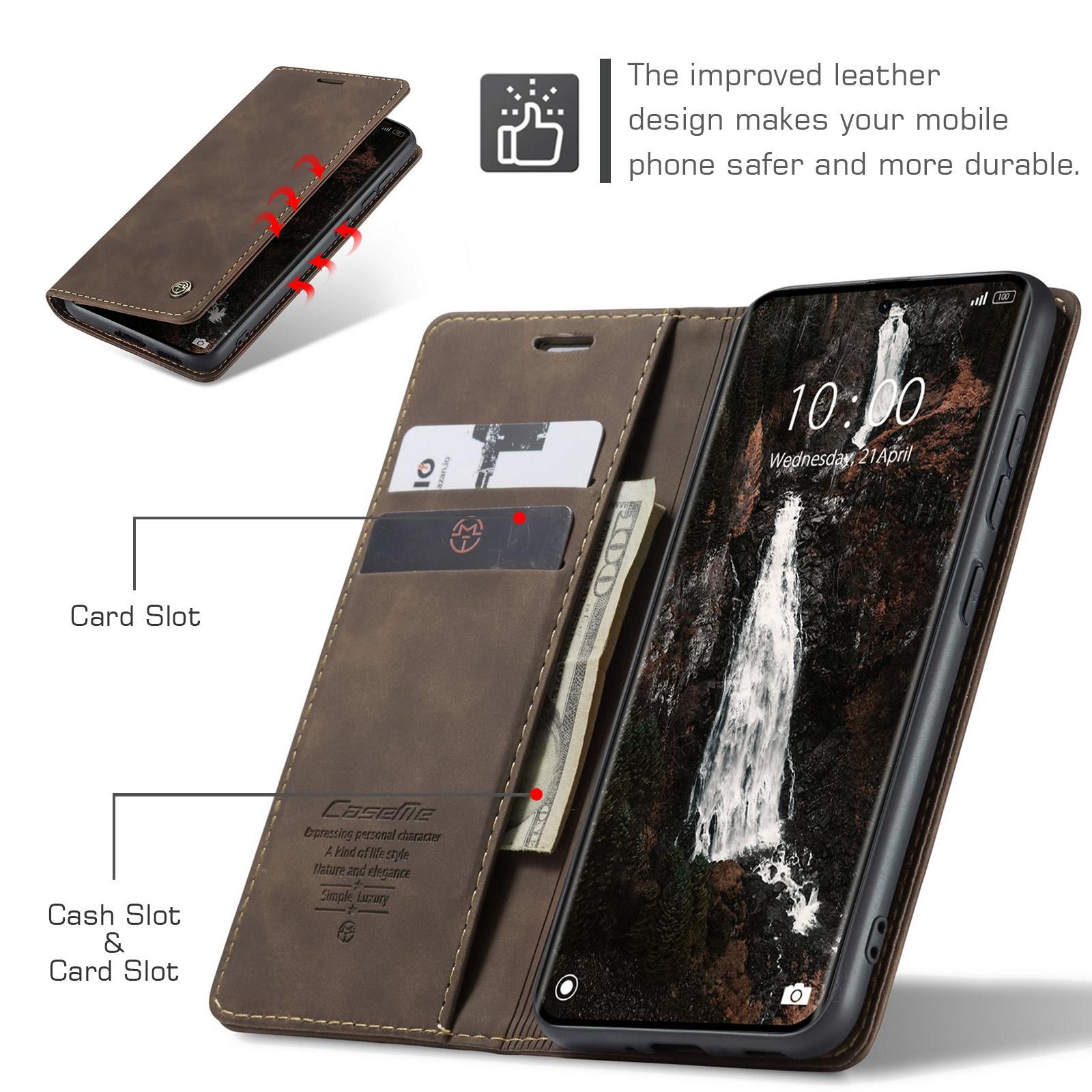 CaseMe 013 Xiaomi Redmi Note 15 4G/5G Retro Leather Θήκη Βιβλίο -Coffee