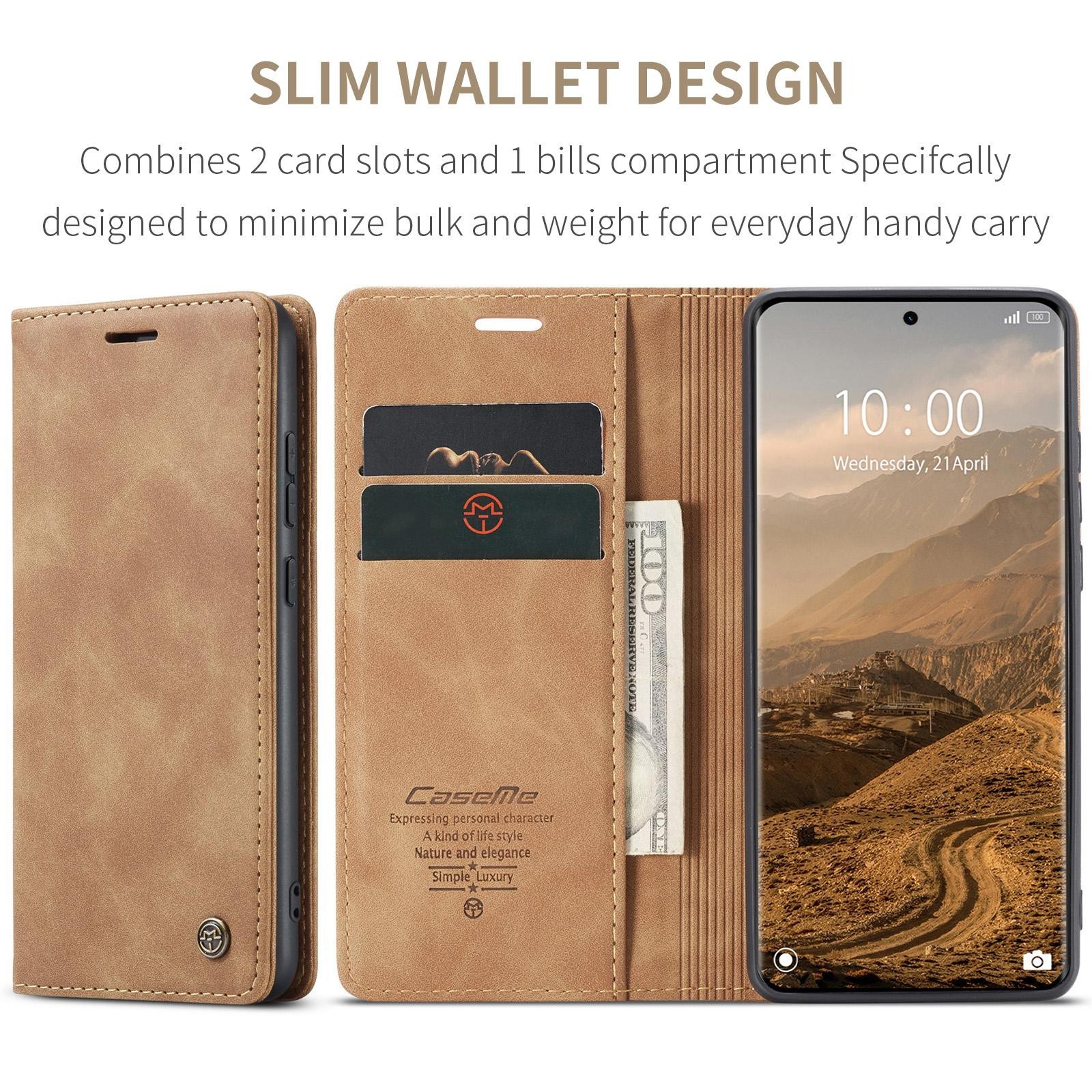 CaseMe 013 Xiaomi Redmi Note 15 4G/5G Retro Leather Θήκη Βιβλίο -Brown