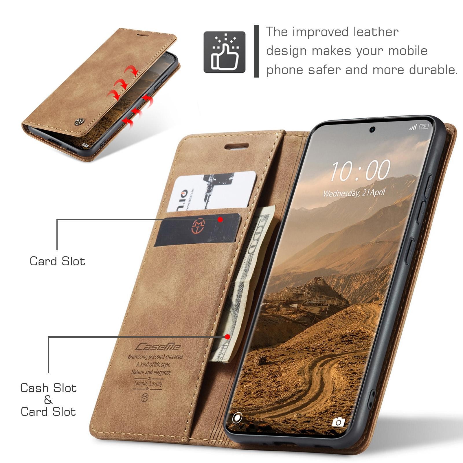 CaseMe 013 Xiaomi Redmi Note 15 4G/5G Retro Leather Θήκη Βιβλίο -Brown
