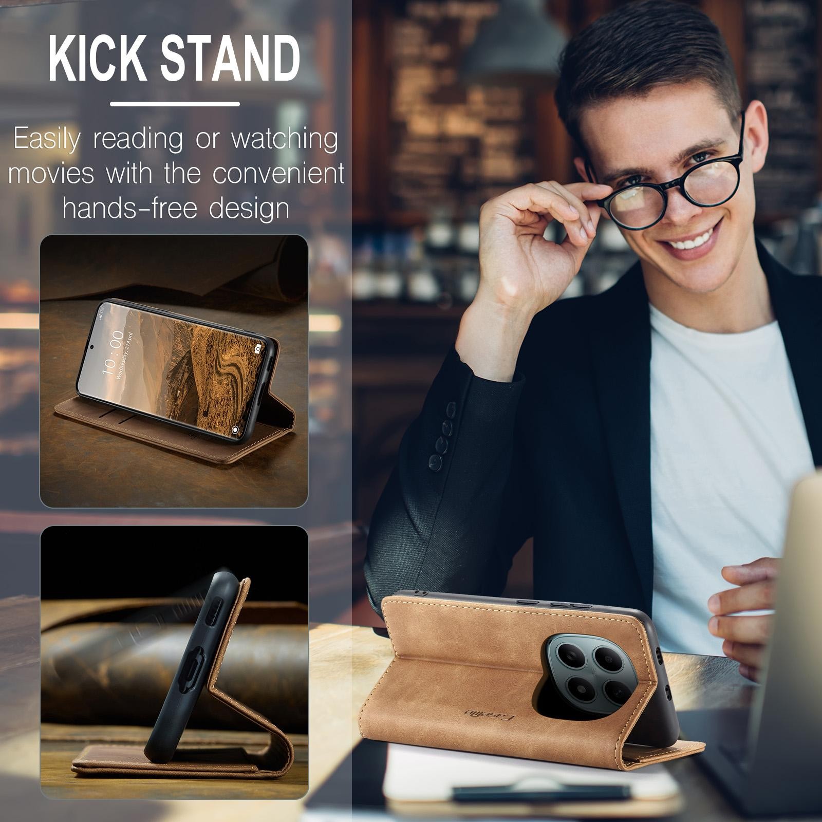 CaseMe 013 Xiaomi Redmi Note 15 4G/5G Retro Leather Θήκη Βιβλίο -Brown