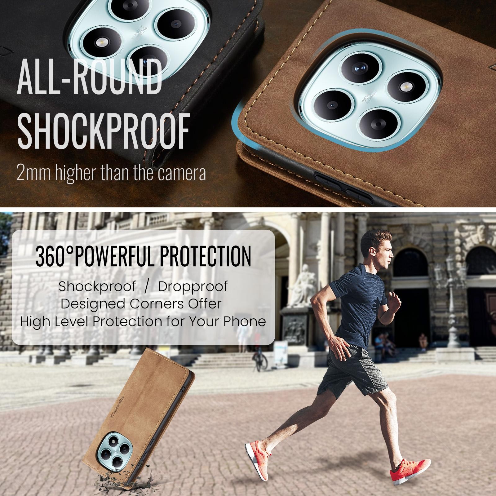 CaseMe 013 Xiaomi Redmi Note 15 4G/5G Retro Leather Θήκη Βιβλίο -Brown