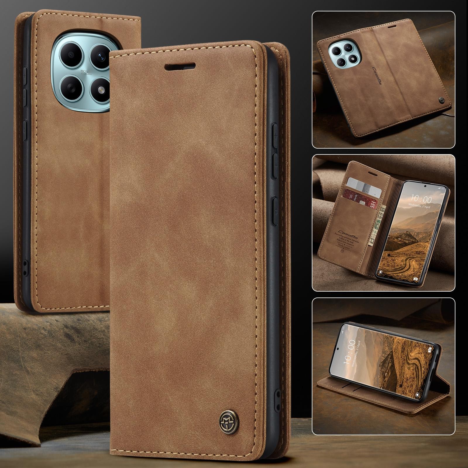 CaseMe 013 Xiaomi Redmi Note 15 4G/5G Retro Leather Θήκη Βιβλίο -Brown