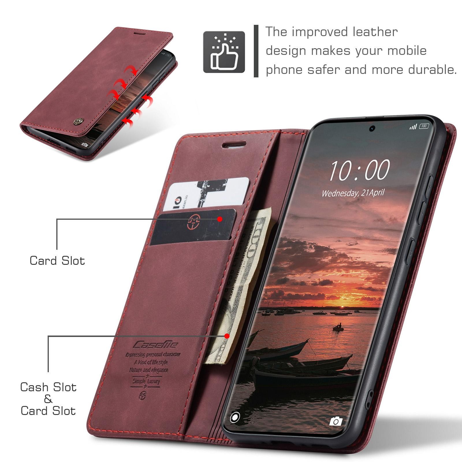 CaseMe 013 Xiaomi Redmi Note 15 4G/5G Retro Leather Θήκη Βιβλίο -Red