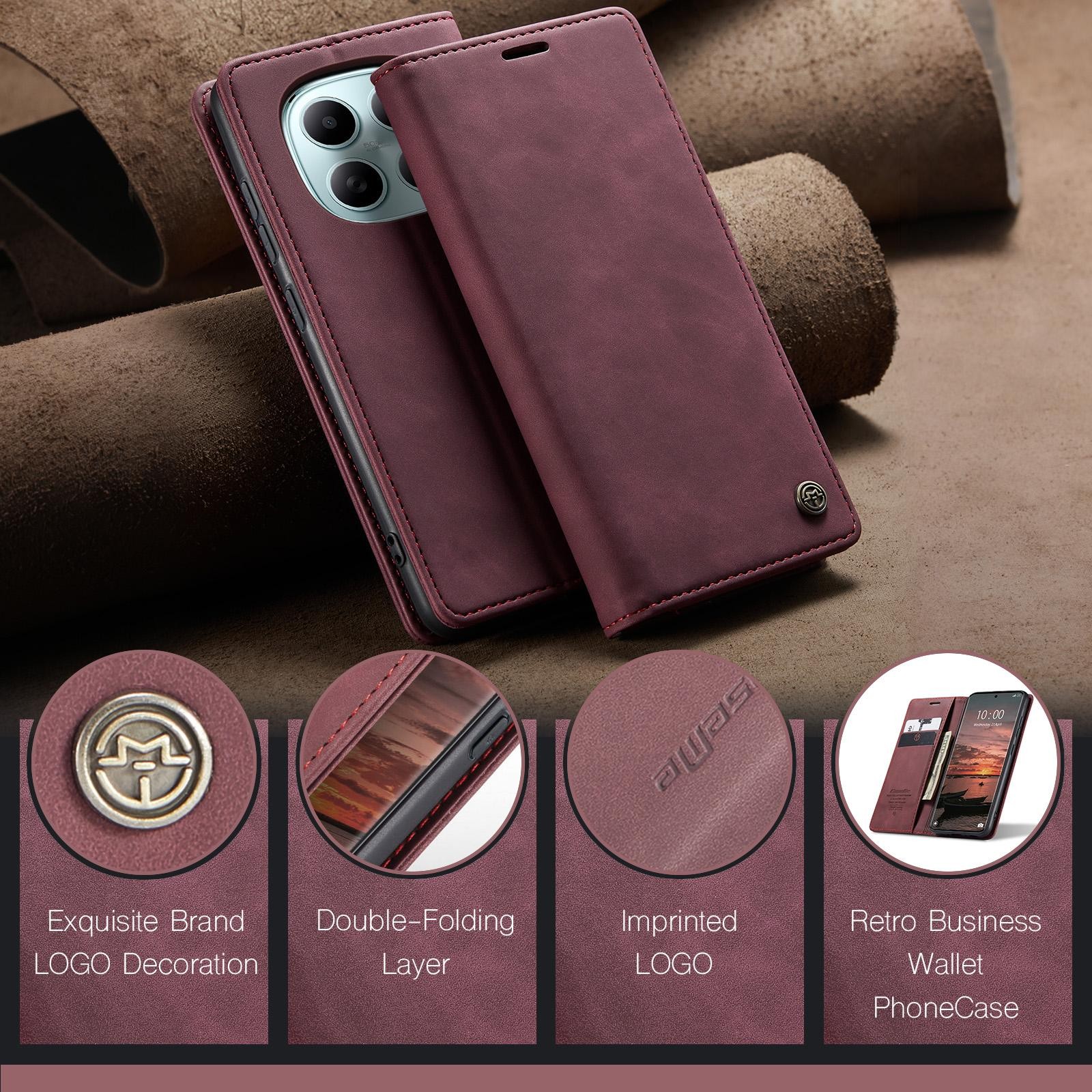 CaseMe 013 Xiaomi Redmi Note 15 4G/5G Retro Leather Θήκη Βιβλίο -Red
