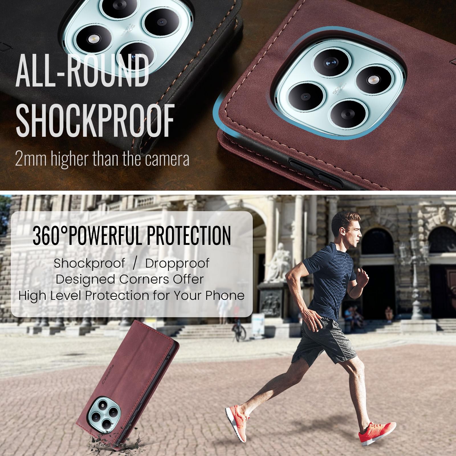 CaseMe 013 Xiaomi Redmi Note 15 4G/5G Retro Leather Θήκη Βιβλίο -Red