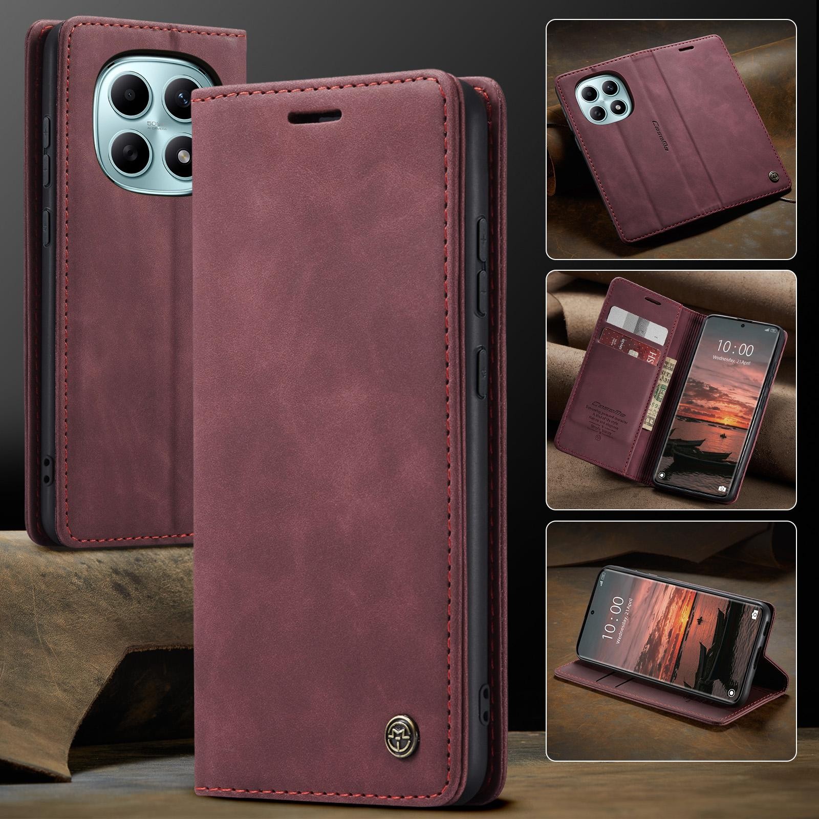 CaseMe 013 Xiaomi Redmi Note 15 4G/5G Retro Leather Θήκη Βιβλίο -Red