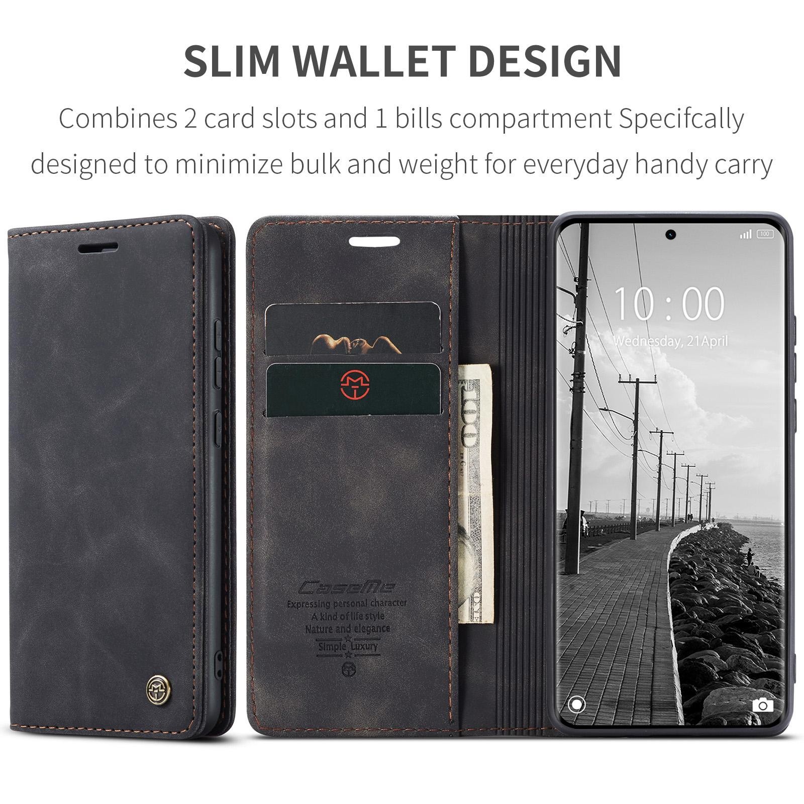 CaseMe 013 Xiaomi Redmi Note 15 4G/5G Retro Leather Θήκη Βιβλίο -Black