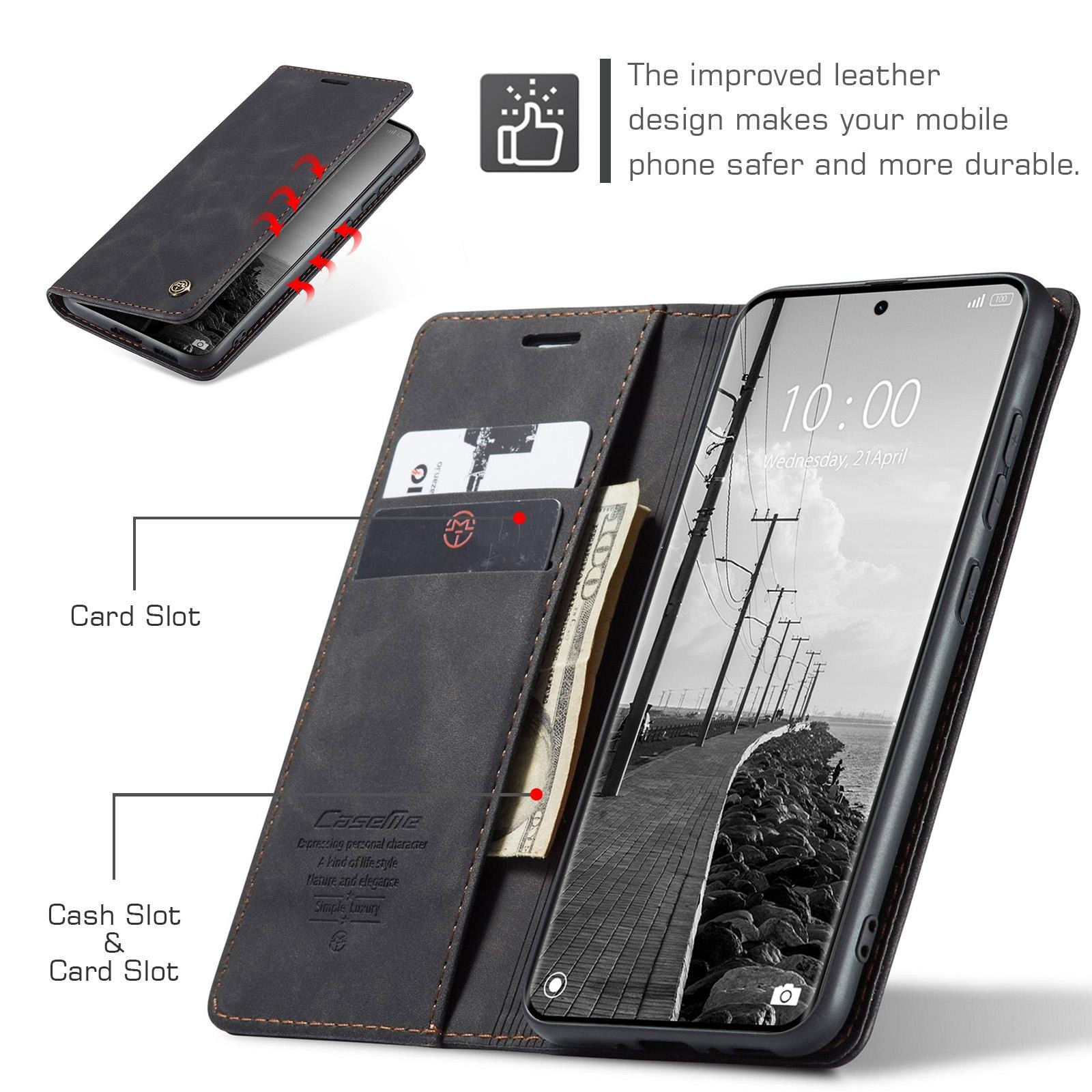 CaseMe 013 Xiaomi Redmi Note 15 4G/5G Retro Leather Θήκη Βιβλίο -Black