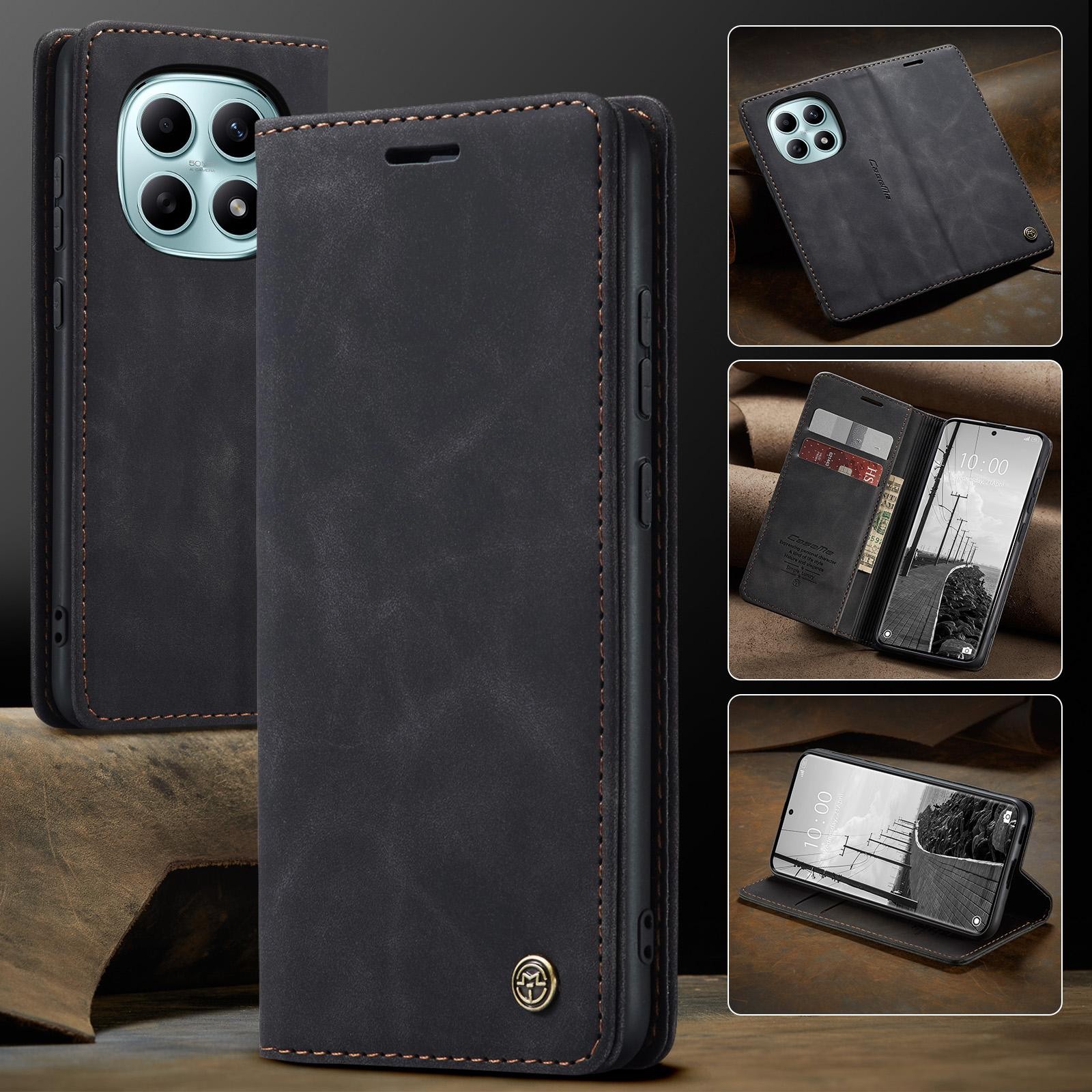 CaseMe 013 Xiaomi Redmi Note 15 4G/5G Retro Leather Θήκη Βιβλίο -Black
