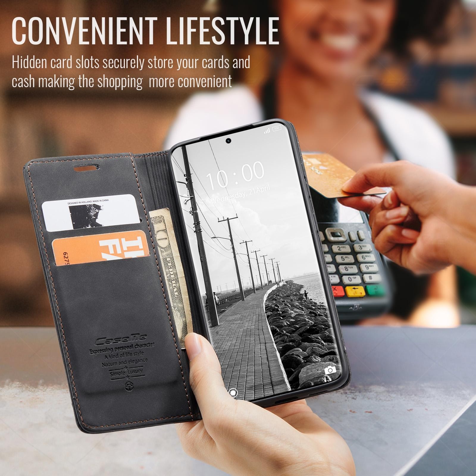 CaseMe 013 Xiaomi Redmi Note 15 4G/5G Retro Leather Θήκη Βιβλίο -Black