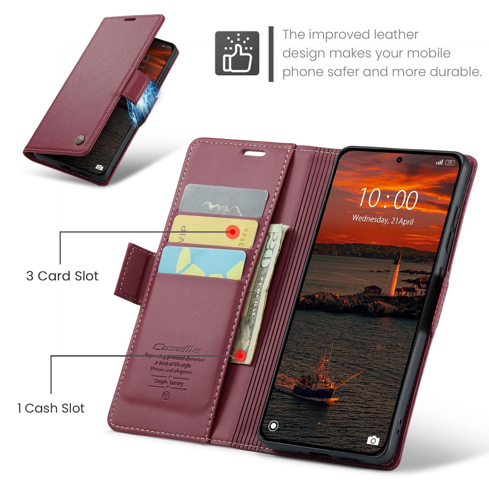 CaseMe 023 Xiaomi Redmi Note 15 Pro 4G RFID Θήκη Πορτοφόλι Δερμάτινη –Red