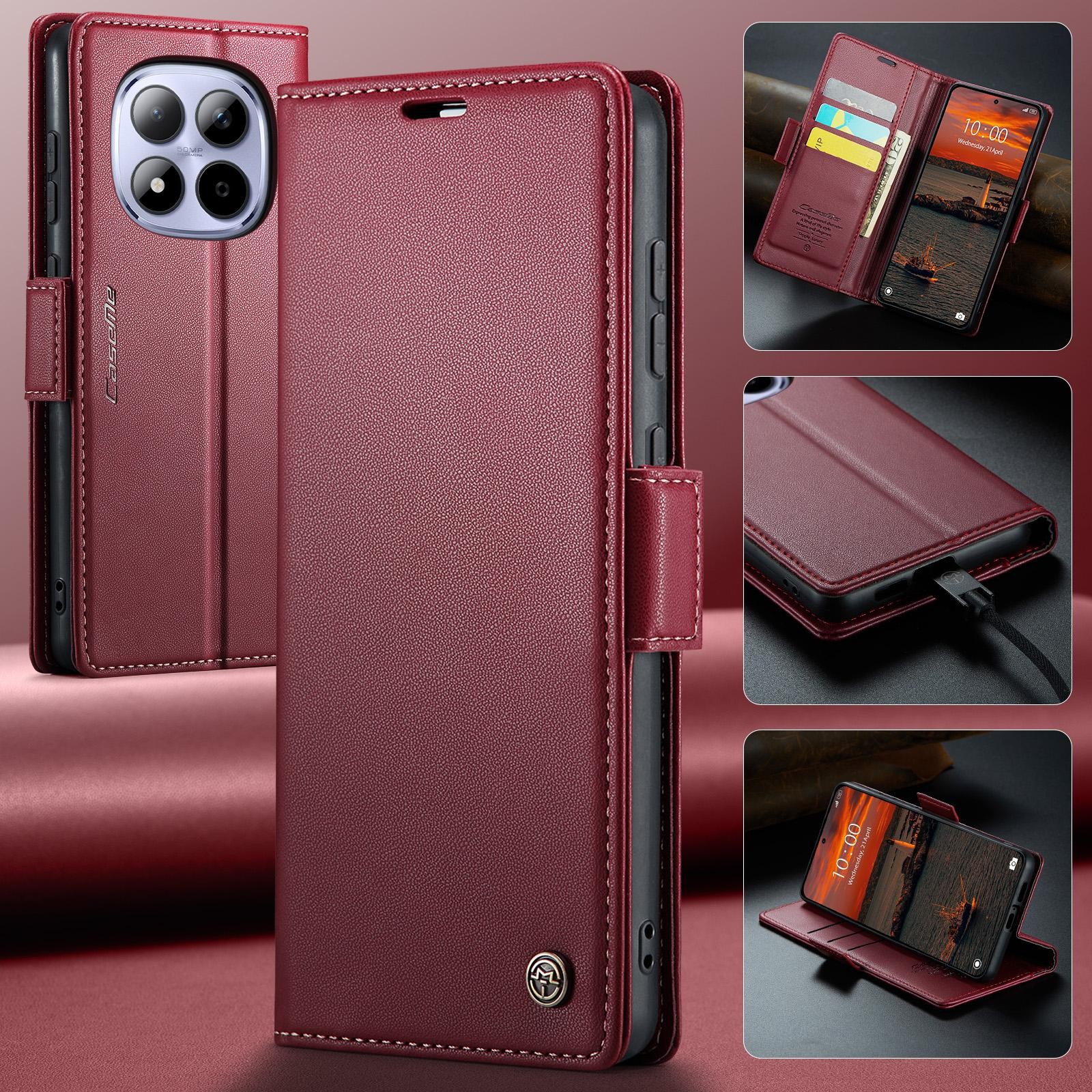 CaseMe 023 Xiaomi Redmi Note 15 Pro 4G RFID Θήκη Πορτοφόλι Δερμάτινη –Red